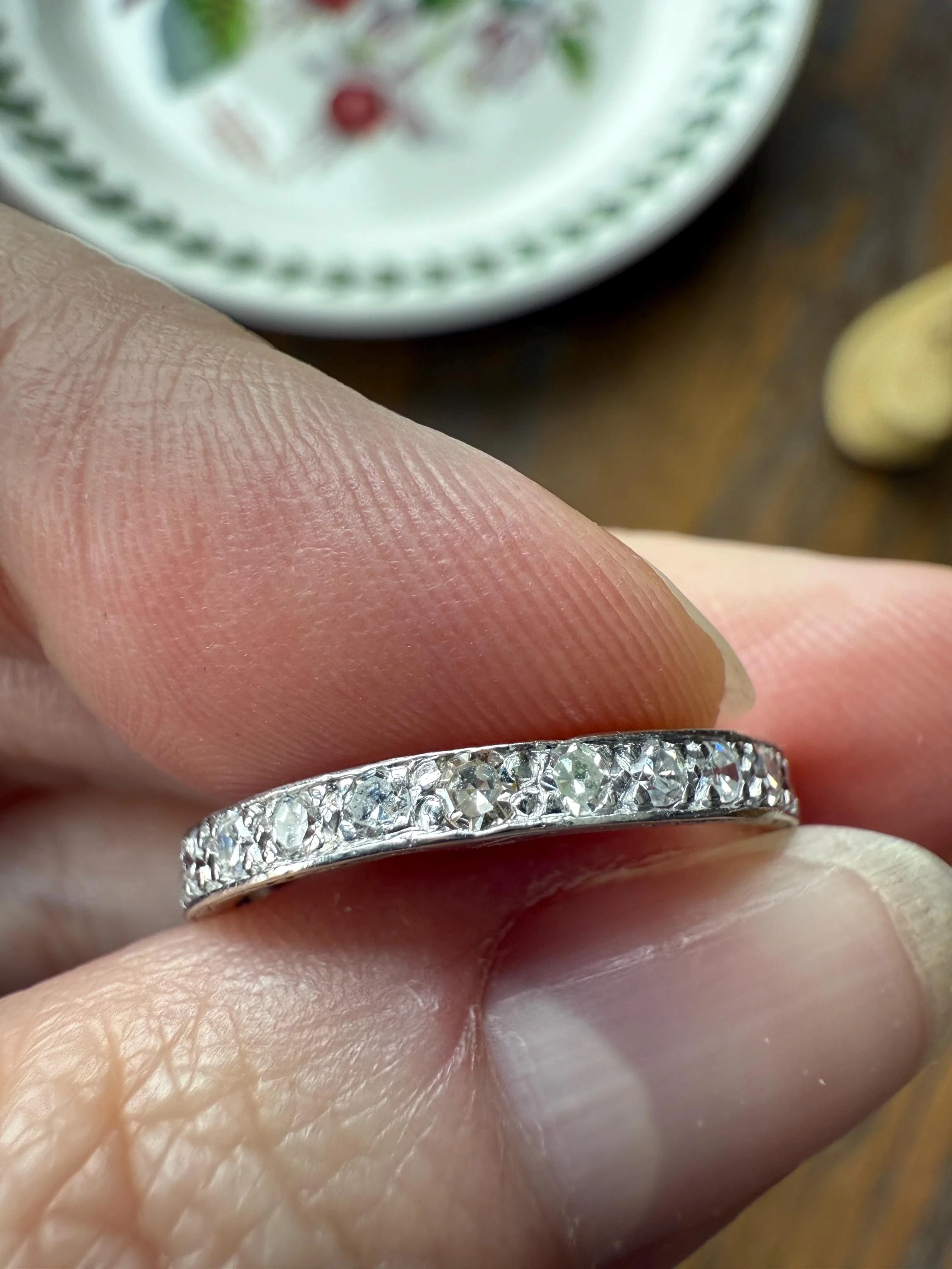 Antique Edwardian Art Deco .8 Carat 26 Old Mine Single Cut DIAMOND Platinum FULL ETERNITY Band Ring Wedding .8Ctw Tdw OmC Stacker - Image 6