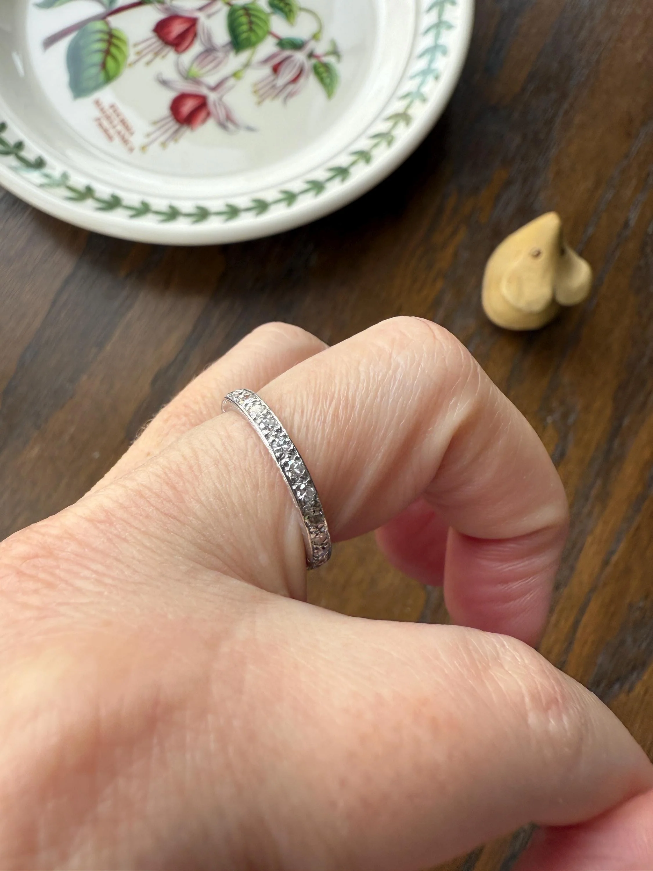 Antique Edwardian Art Deco .8 Carat 26 Old Mine Single Cut DIAMOND Platinum FULL ETERNITY Band Ring Wedding .8Ctw Tdw OmC Stacker - Image 7