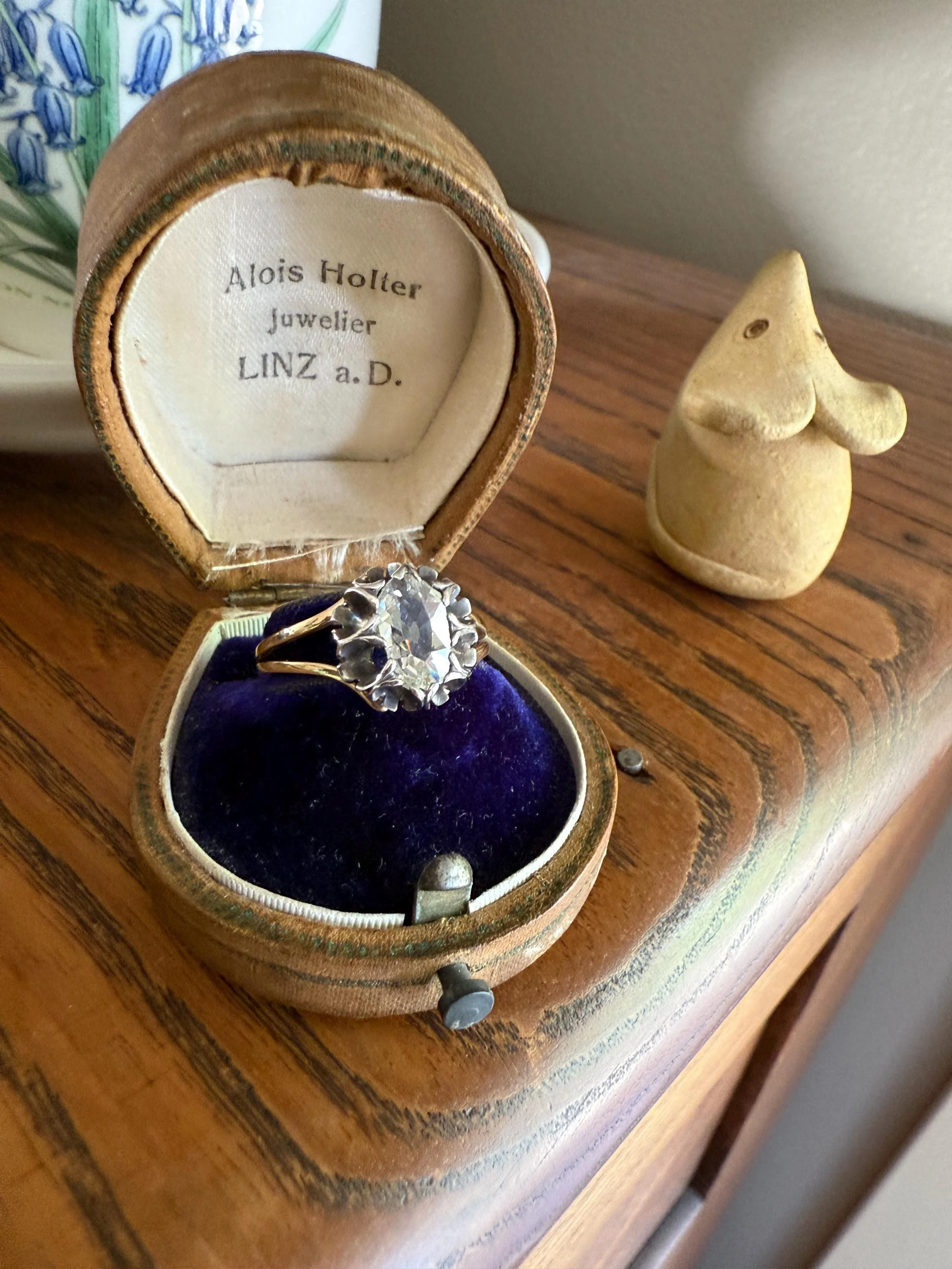 ANTIQUE Elongated Old Mine Cut Oval DIAMOND Eye Clean Silver Star Prong Basket Setting in 10k Gold Unique Buttercup Victorian .6 to 1.2 Ct. - Image 11