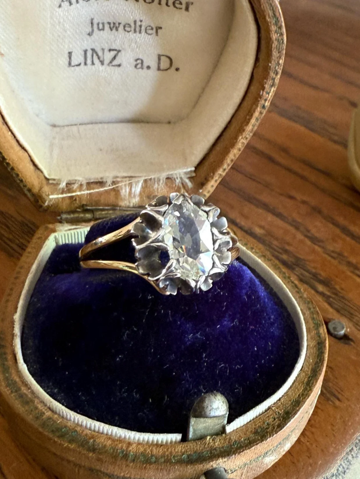 ANTIQUE Elongated Old Mine Cut Oval DIAMOND Eye Clean Silver Star Prong Basket Setting in 10k Gold Unique Buttercup Victorian .6 to 1.2 Ct. - Image 4