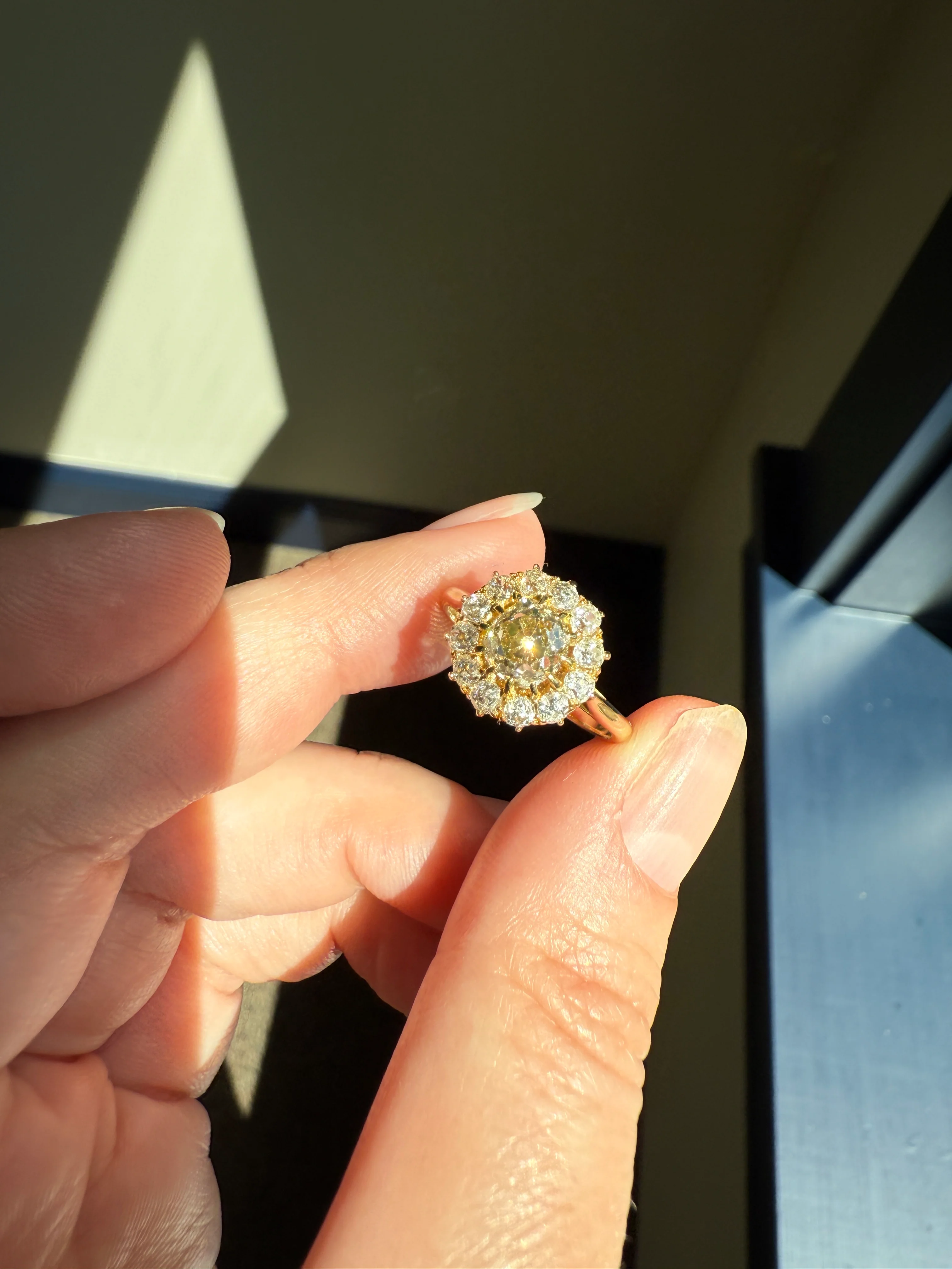 ANTIQUE Eye Clean 1.5 Carat Tdw Champagne Old Mine Cut Diamond Colorless OMC Halo Cluster Ring Victorian Two Tone 1.5Ctw Light Yellow Brown - Image 13