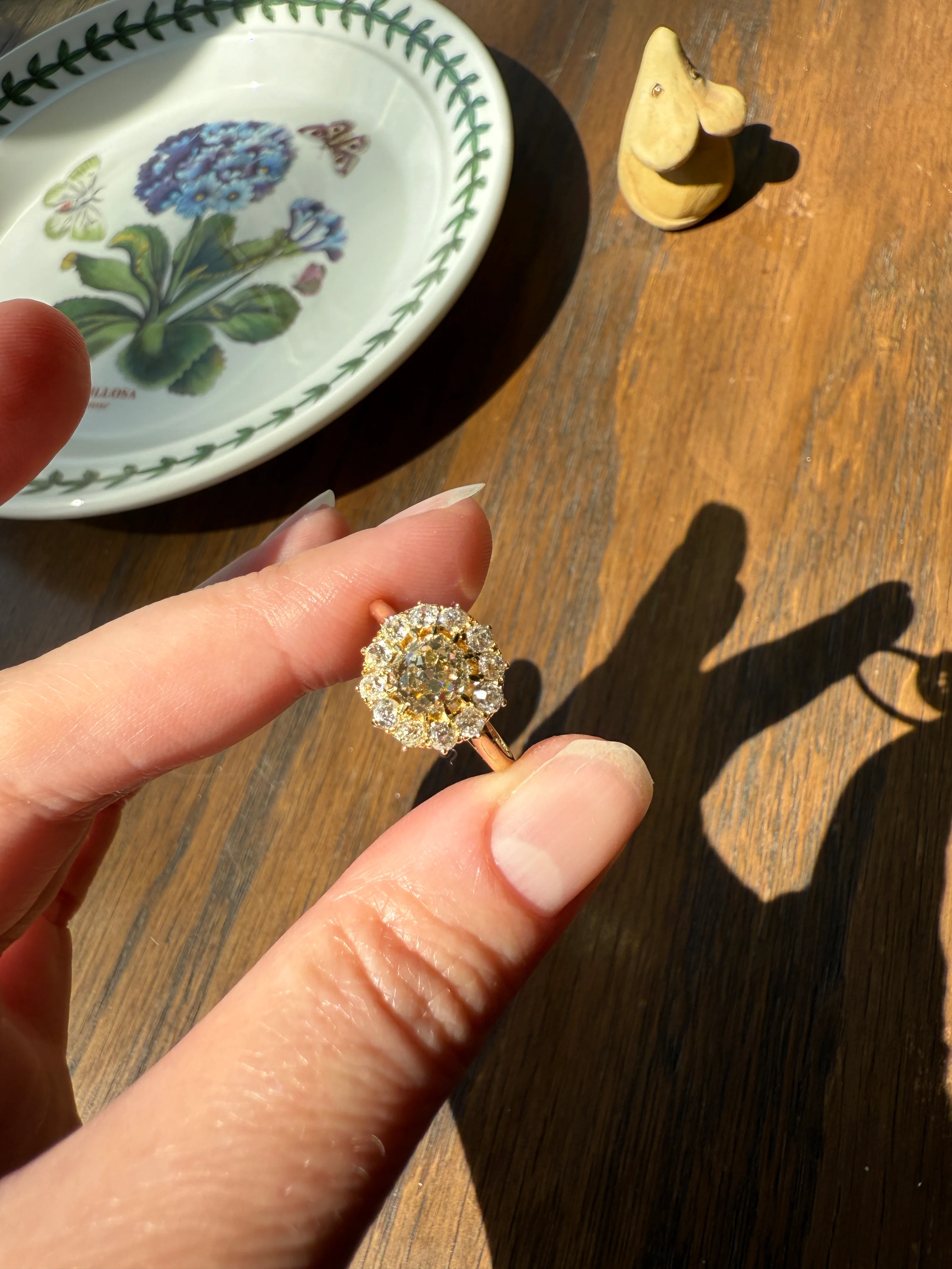 ANTIQUE Eye Clean 1.5 Carat Tdw Champagne Old Mine Cut Diamond Colorless OMC Halo Cluster Ring Victorian Two Tone 1.5Ctw Light Yellow Brown - Image 14
