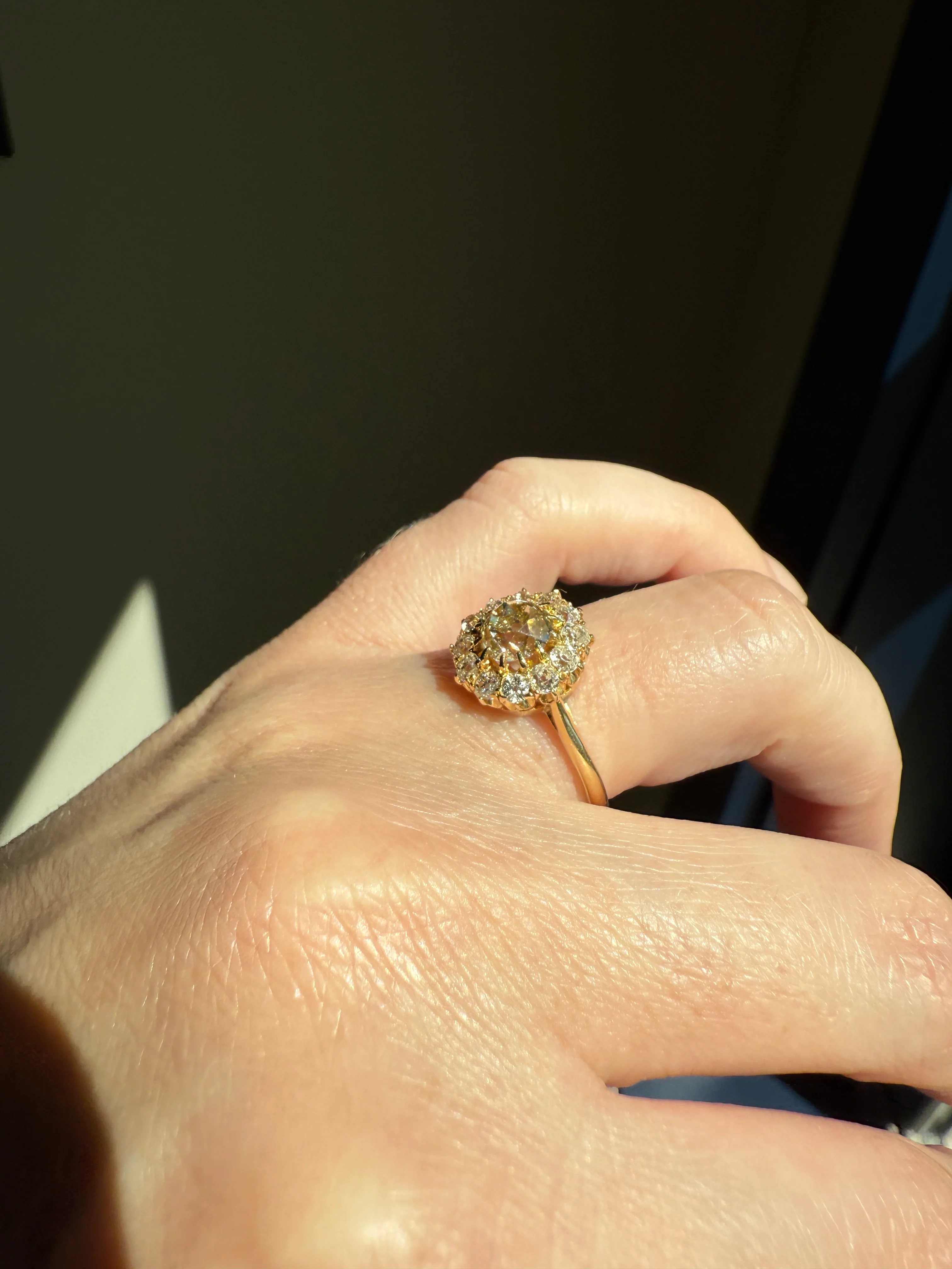 ANTIQUE Eye Clean 1.5 Carat Tdw Champagne Old Mine Cut Diamond Colorless OMC Halo Cluster Ring Victorian Two Tone 1.5Ctw Light Yellow Brown - Image 15