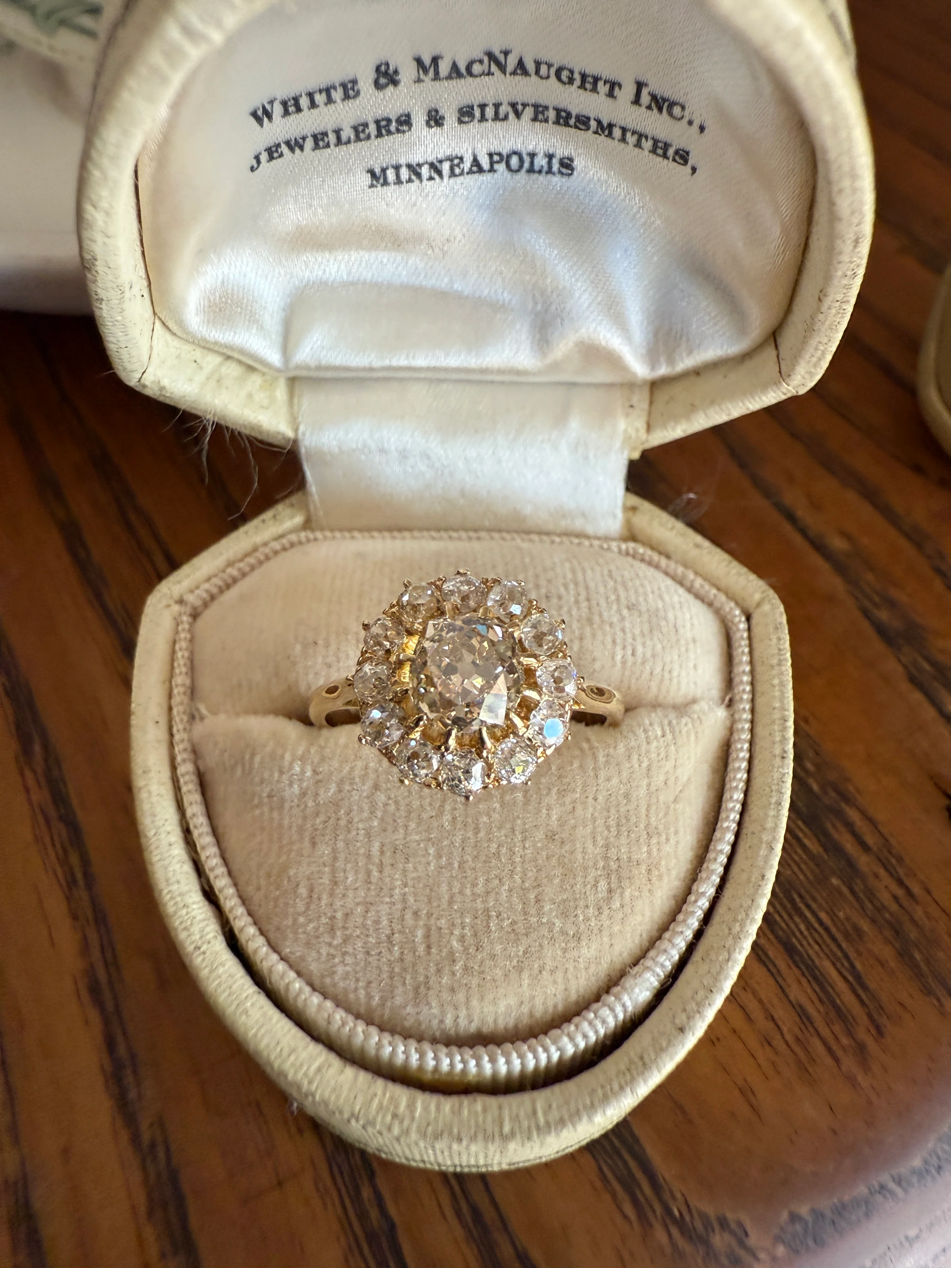 ANTIQUE Eye Clean 1.5 Carat Tdw Champagne Old Mine Cut Diamond Colorless OMC Halo Cluster Ring Victorian Two Tone 1.5Ctw Light Yellow Brown - Image 16