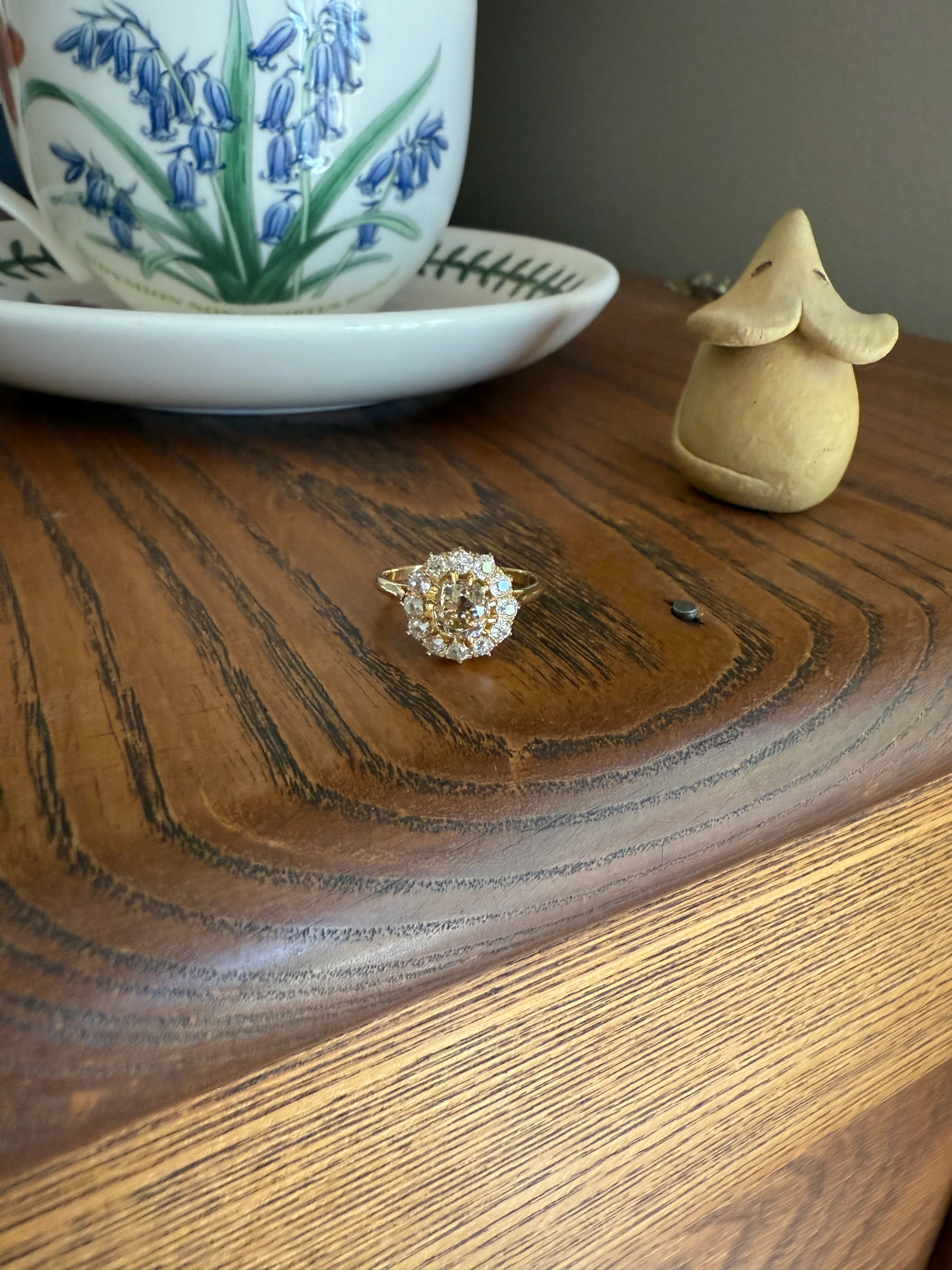 ANTIQUE Eye Clean 1.5 Carat Tdw Champagne Old Mine Cut Diamond Colorless OMC Halo Cluster Ring Victorian Two Tone 1.5Ctw Light Yellow Brown - Image 17