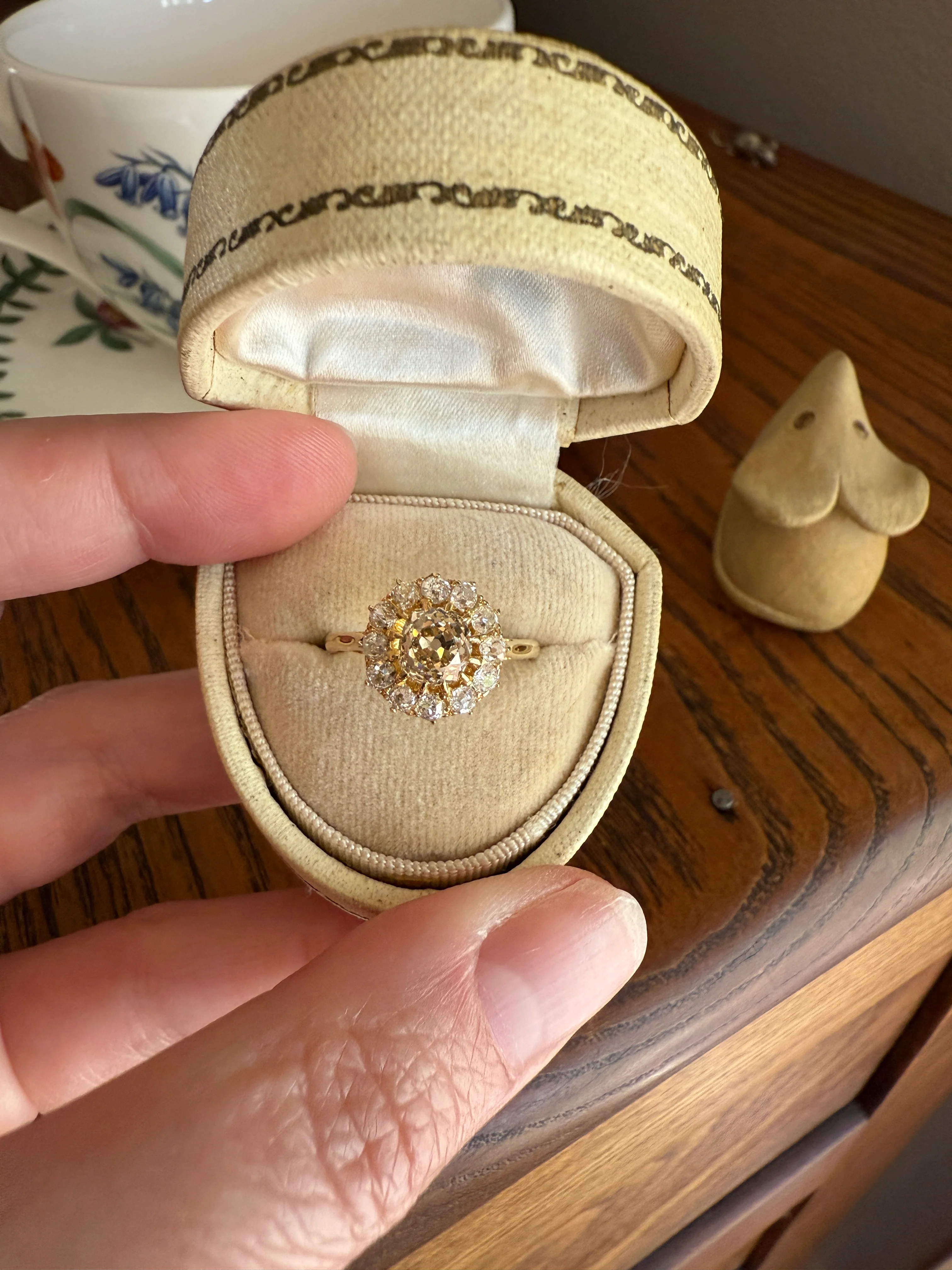 ANTIQUE Eye Clean 1.5 Carat Tdw Champagne Old Mine Cut Diamond Colorless OMC Halo Cluster Ring Victorian Two Tone 1.5Ctw Light Yellow Brown - Image 18