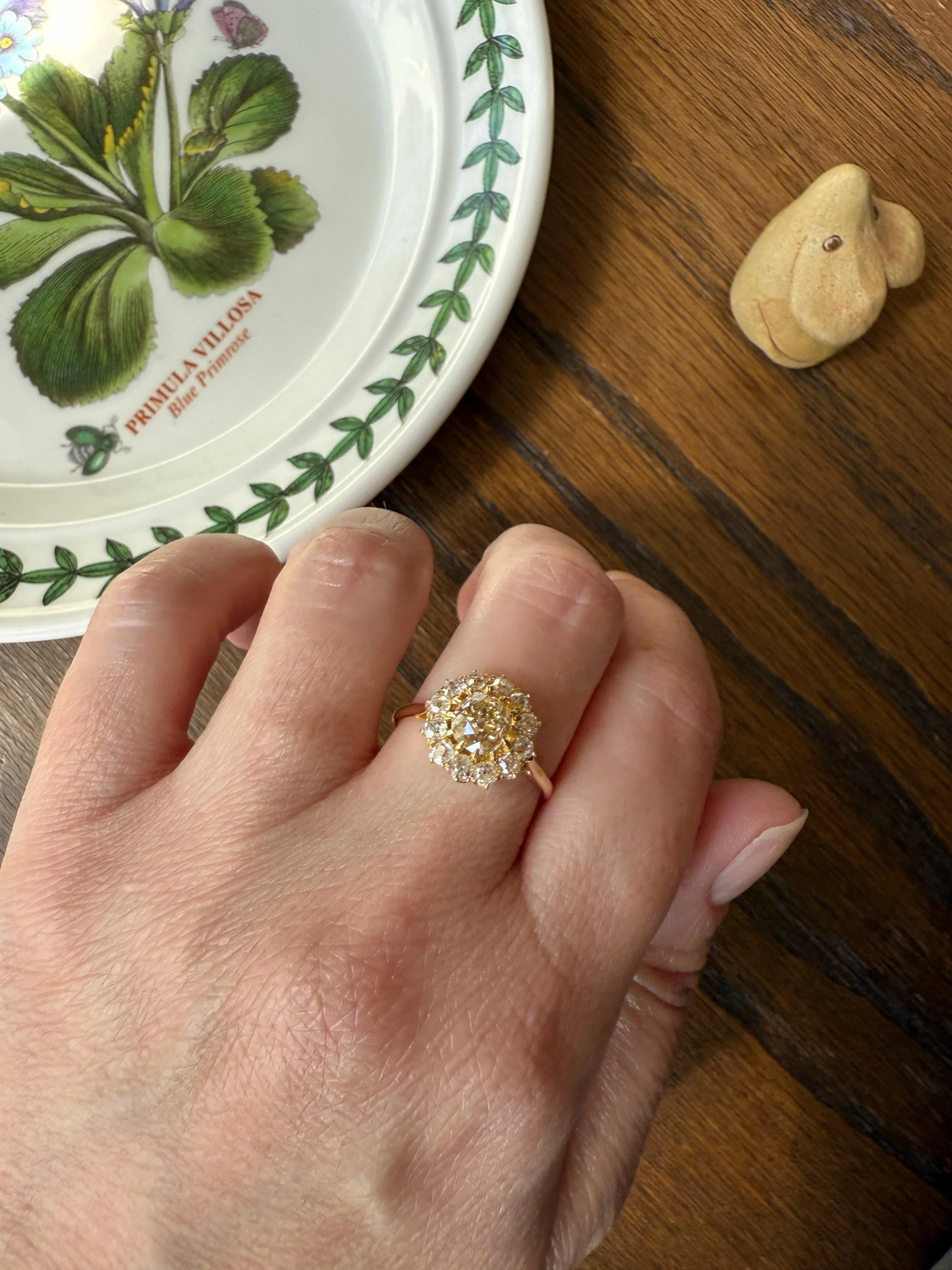 ANTIQUE Eye Clean 1.5 Carat Tdw Champagne Old Mine Cut Diamond Colorless OMC Halo Cluster Ring Victorian Two Tone 1.5Ctw Light Yellow Brown - Image 6