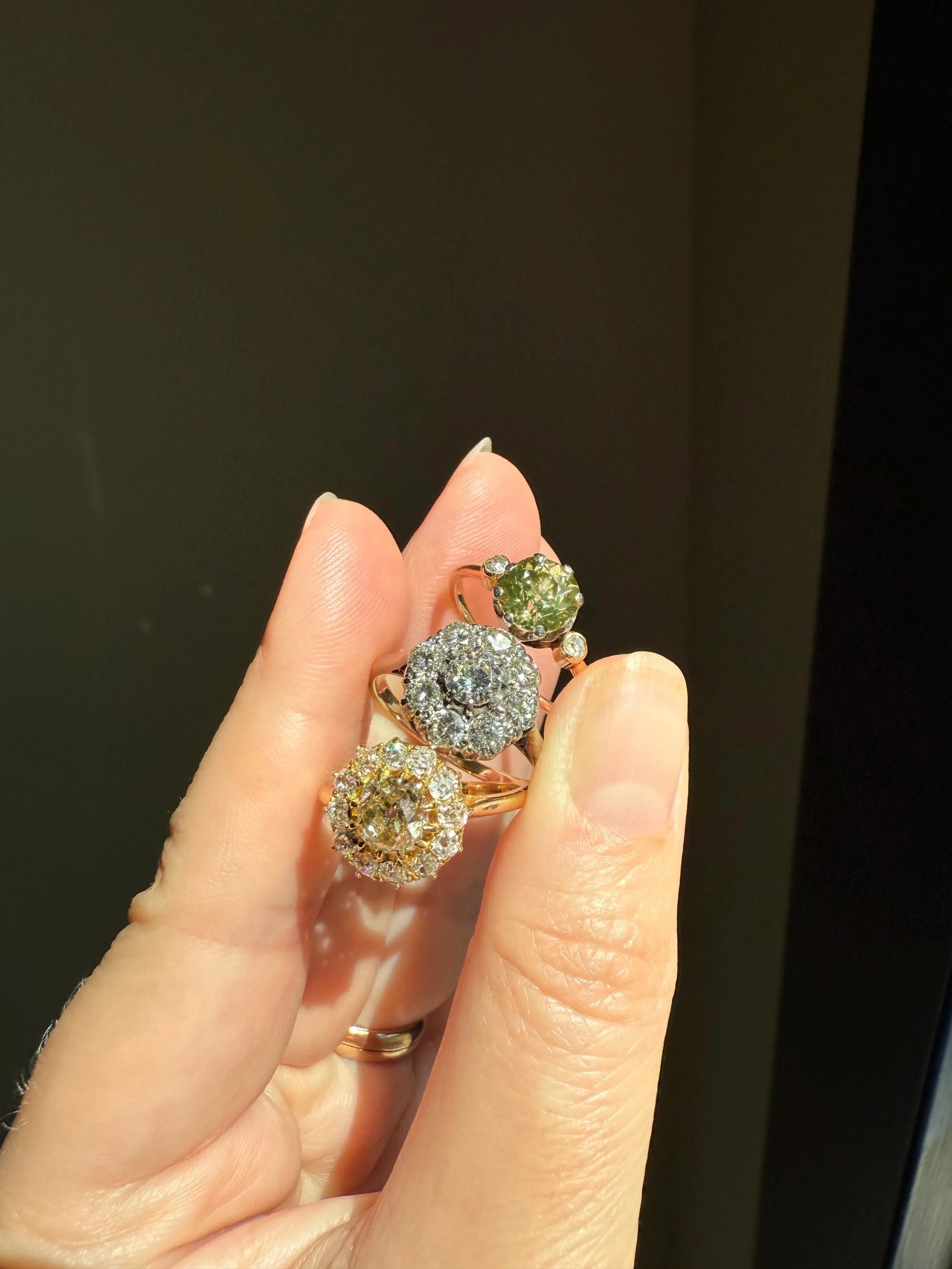ANTIQUE Eye Clean 1.5 Carat Tdw Champagne Old Mine Cut Diamond Colorless OMC Halo Cluster Ring Victorian Two Tone 1.5Ctw Light Yellow Brown - Image 8