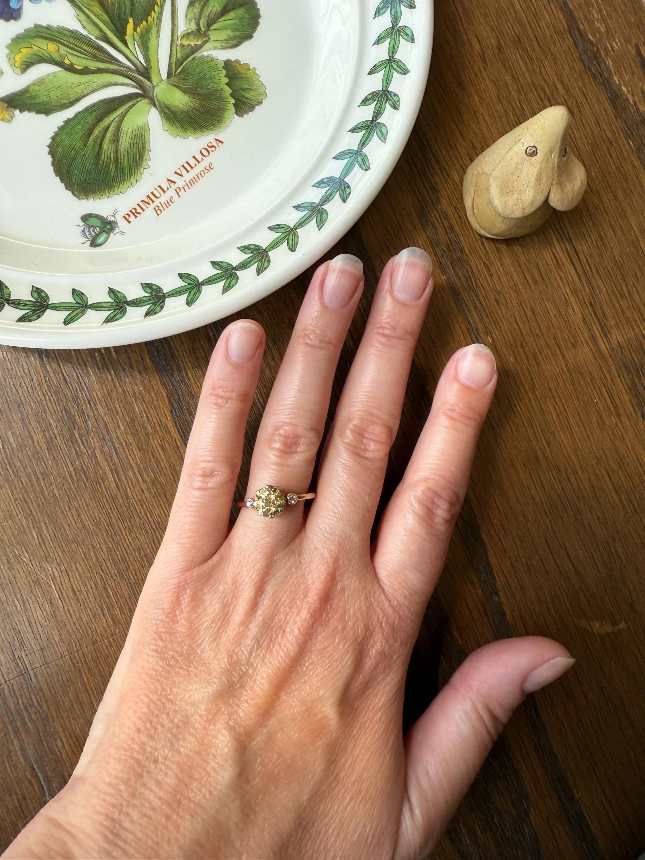 Antique Eye Clean Color Change 1.5 Carat Antique Fancy Champagne Green Yellow Old Mine Cut DIAMOND Solitaire Ring Three Stone 18k Gold - Image 8