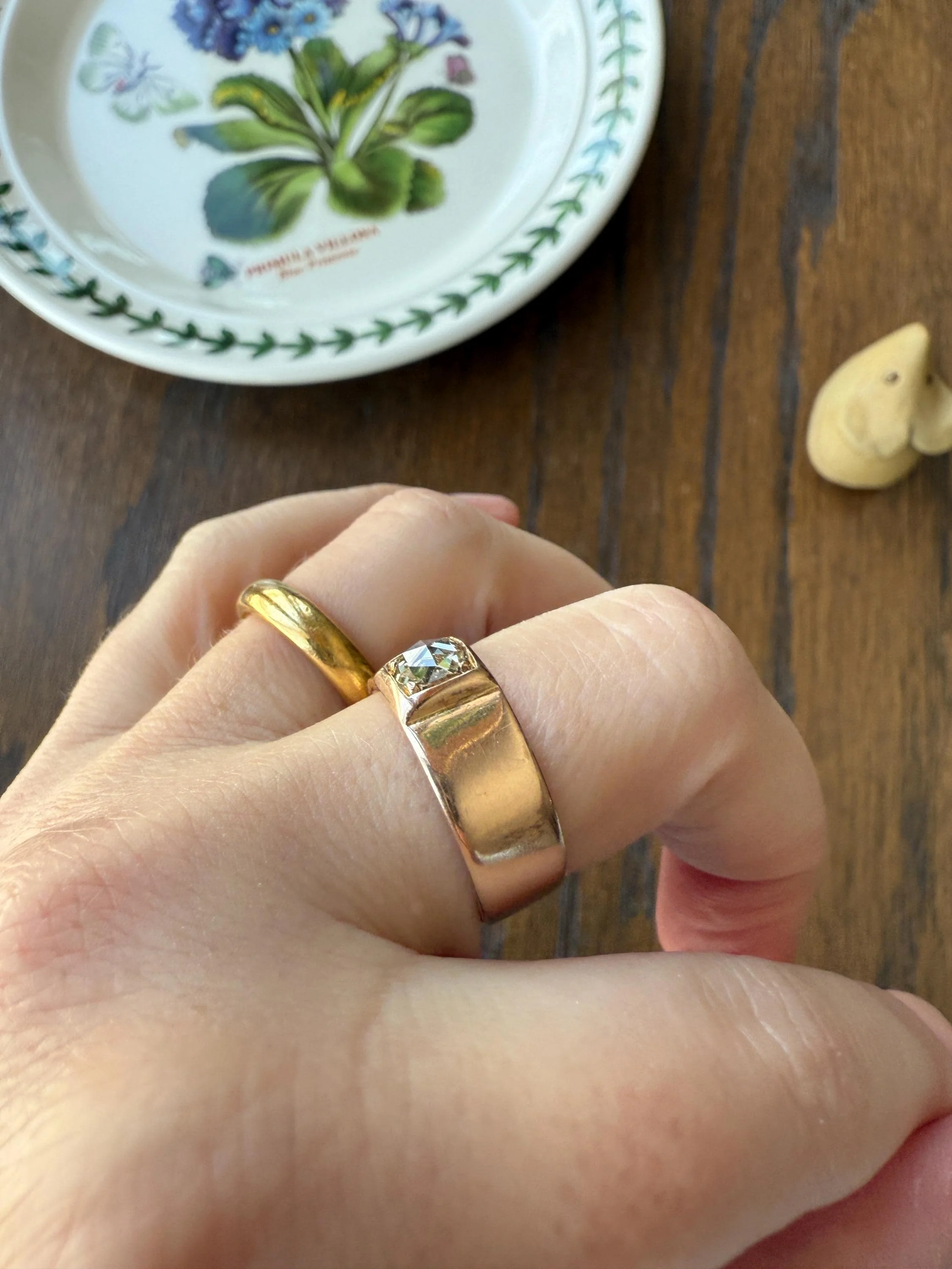Antique Eye Clean Rose Cut DIAMOND French ViCTORIAN 7.3mm Wide Cigar Band Ring 7.3g 18k Gold Solid Stacker Chunky Belle Epoque Unisex - Image 10
