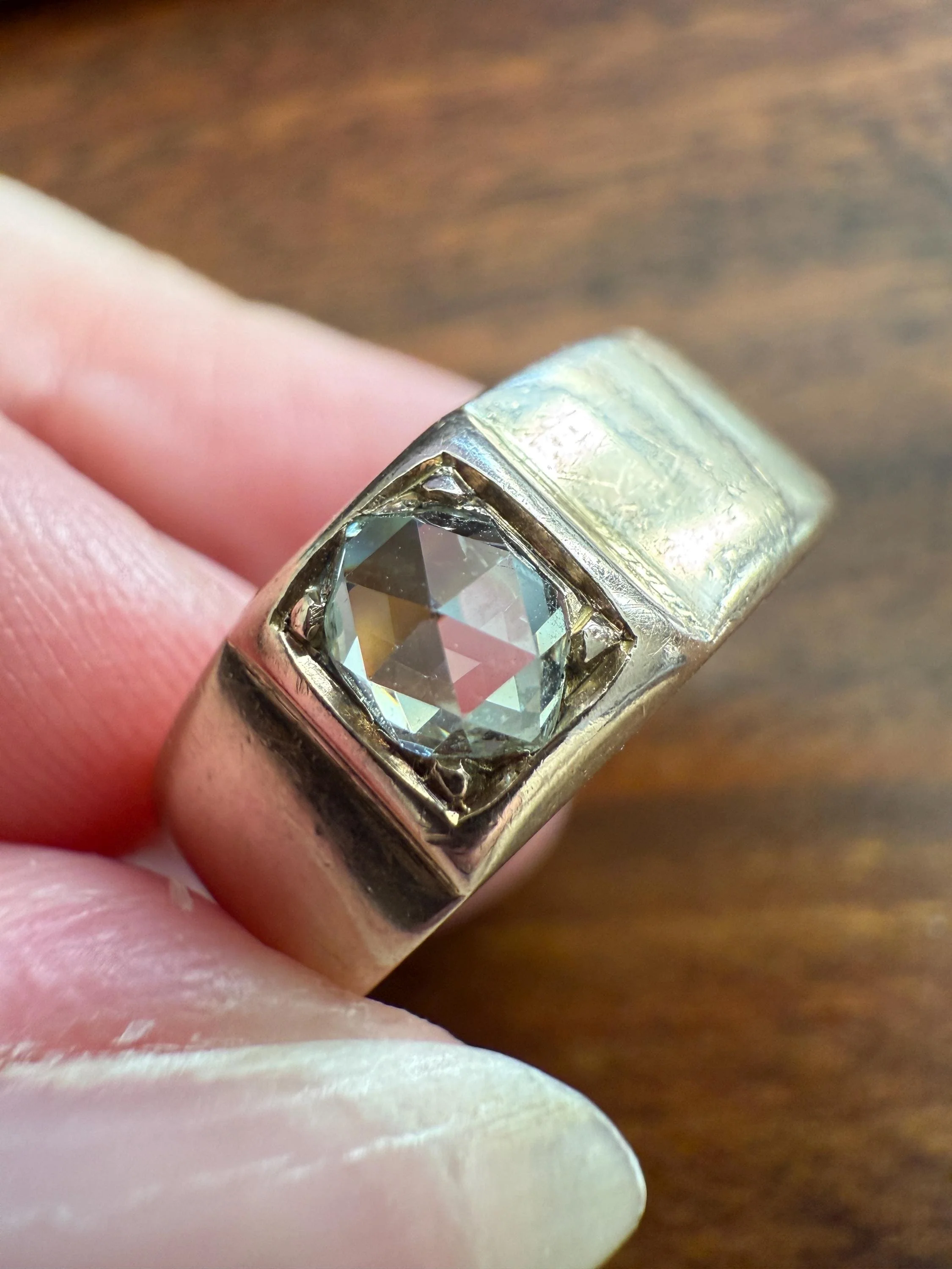 Antique Eye Clean Rose Cut DIAMOND French ViCTORIAN 7.3mm Wide Cigar Band Ring 7.3g 18k Gold Solid Stacker Chunky Belle Epoque Unisex - Image 11
