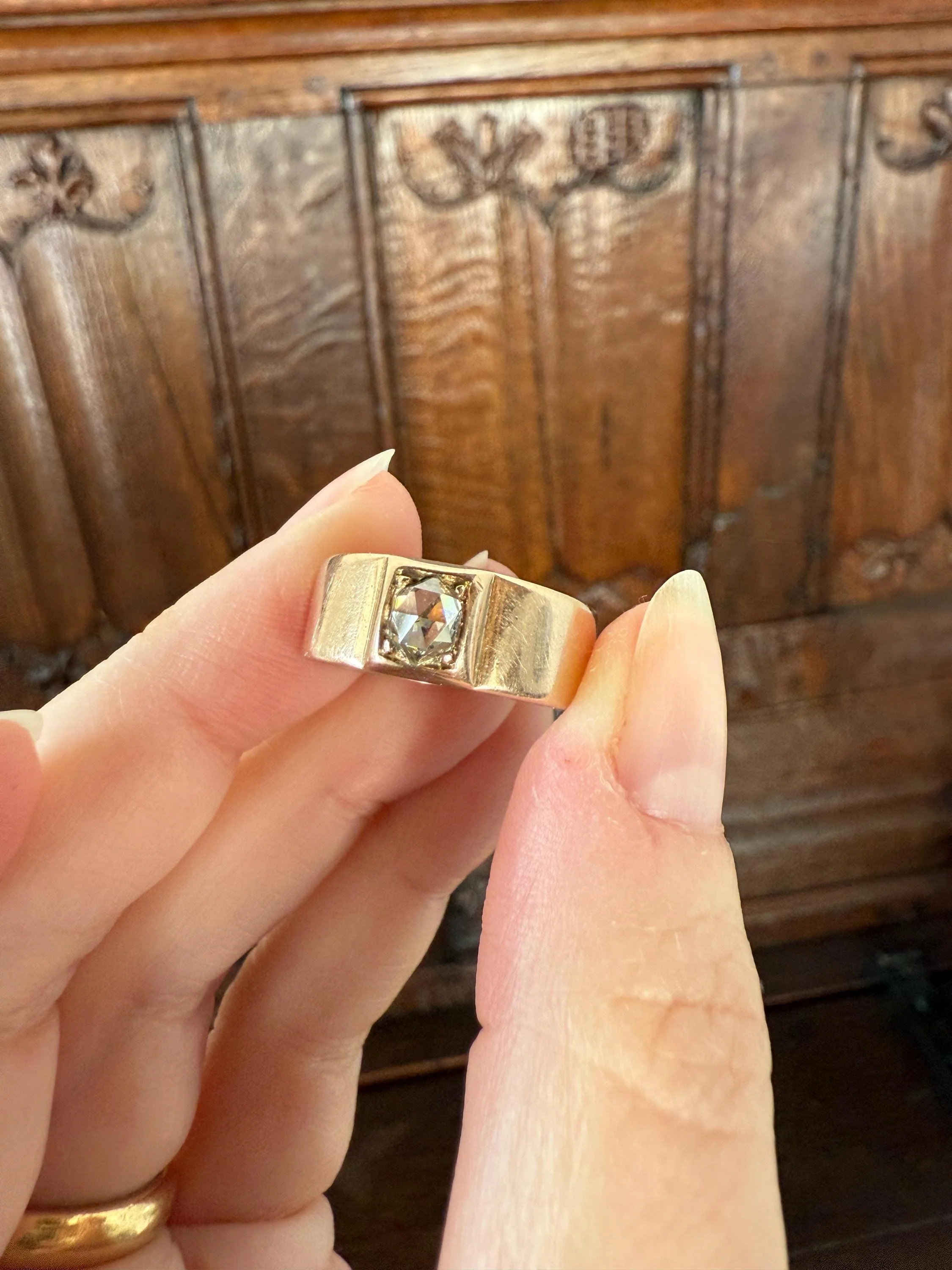 Antique Eye Clean Rose Cut DIAMOND French ViCTORIAN 7.3mm Wide Cigar Band Ring 7.3g 18k Gold Solid Stacker Chunky Belle Epoque Unisex - Image 12