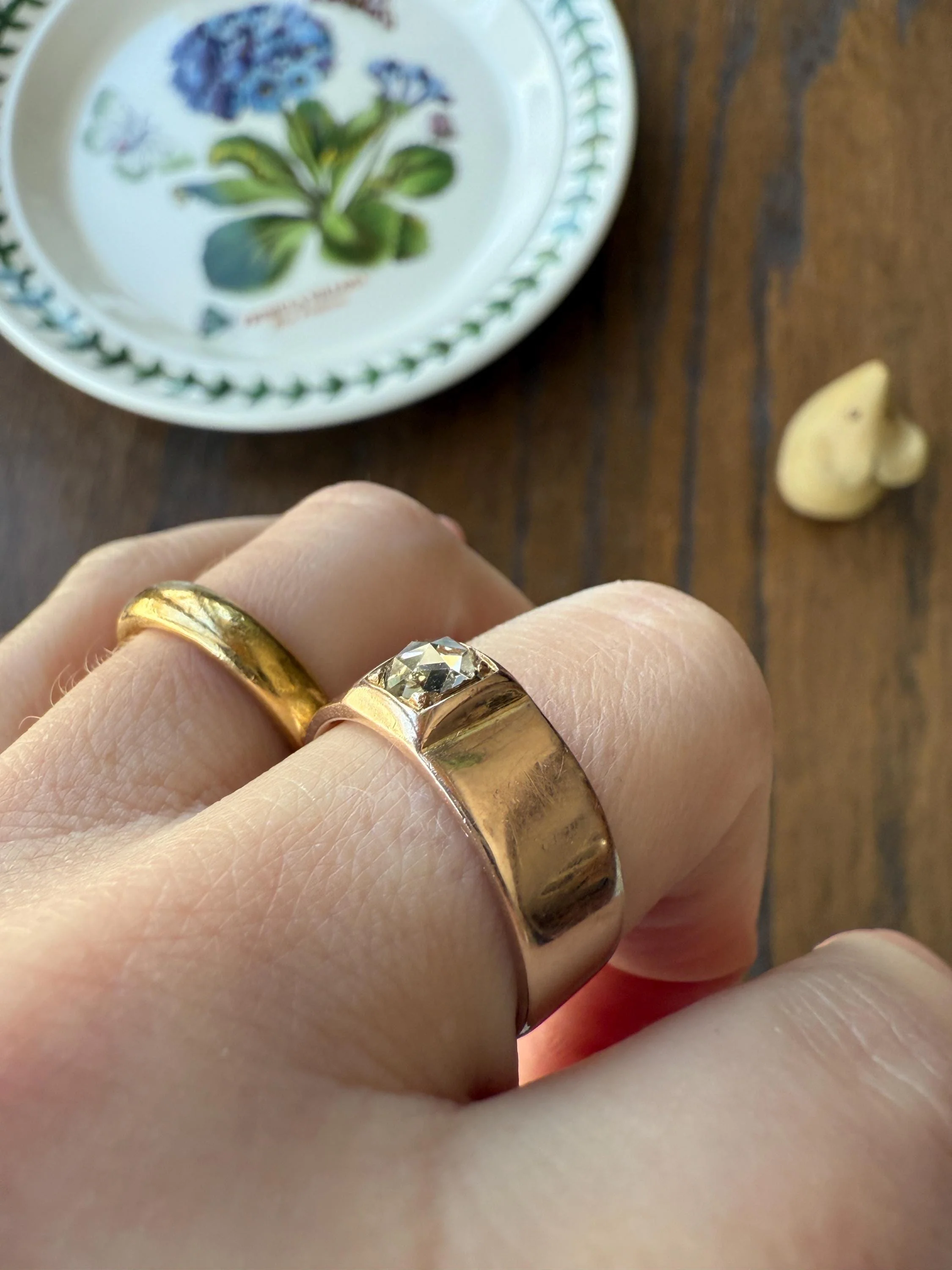 Antique Eye Clean Rose Cut DIAMOND French ViCTORIAN 7.3mm Wide Cigar Band Ring 7.3g 18k Gold Solid Stacker Chunky Belle Epoque Unisex - Image 16