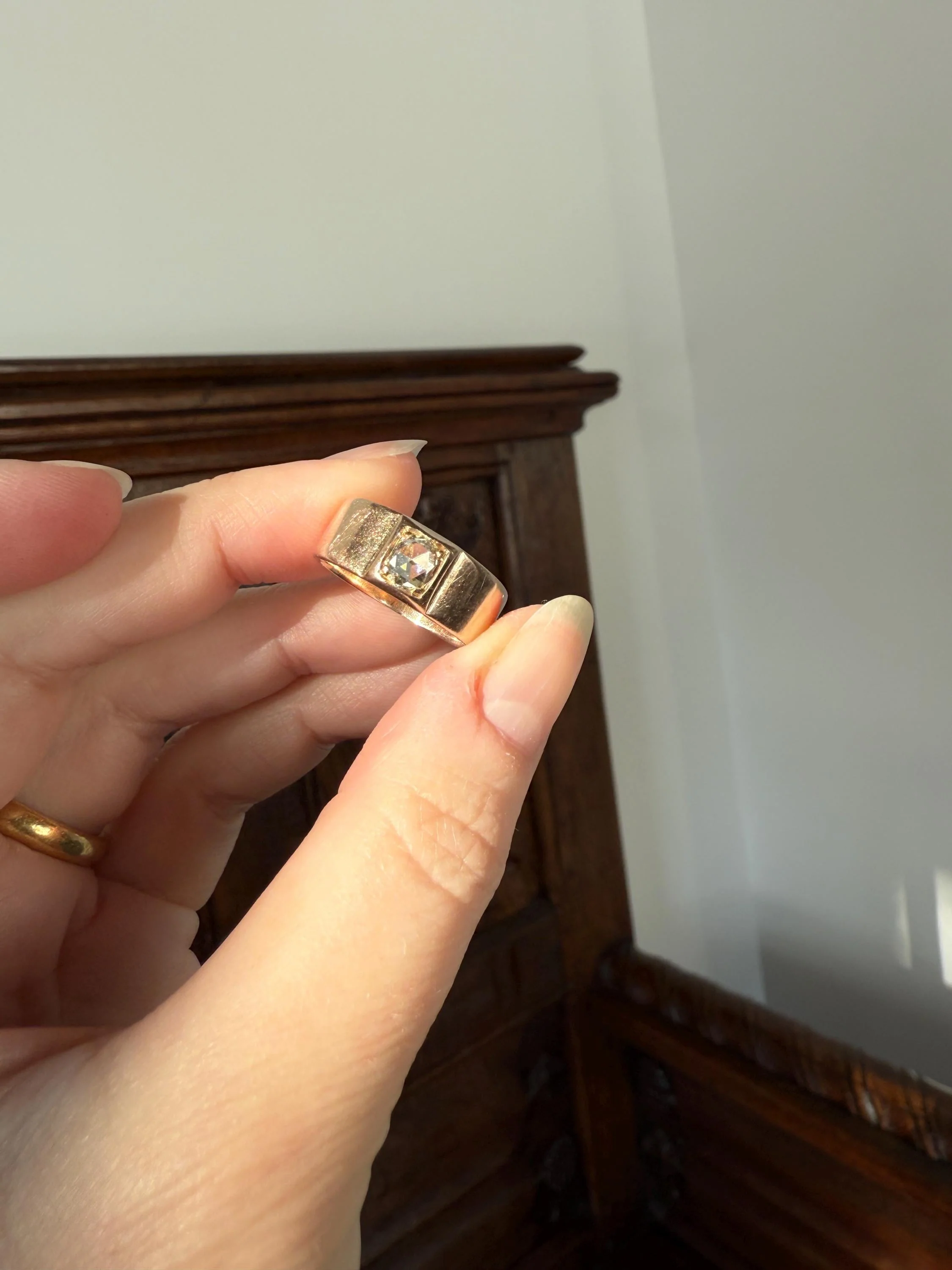 Antique Eye Clean Rose Cut DIAMOND French ViCTORIAN 7.3mm Wide Cigar Band Ring 7.3g 18k Gold Solid Stacker Chunky Belle Epoque Unisex - Image 19