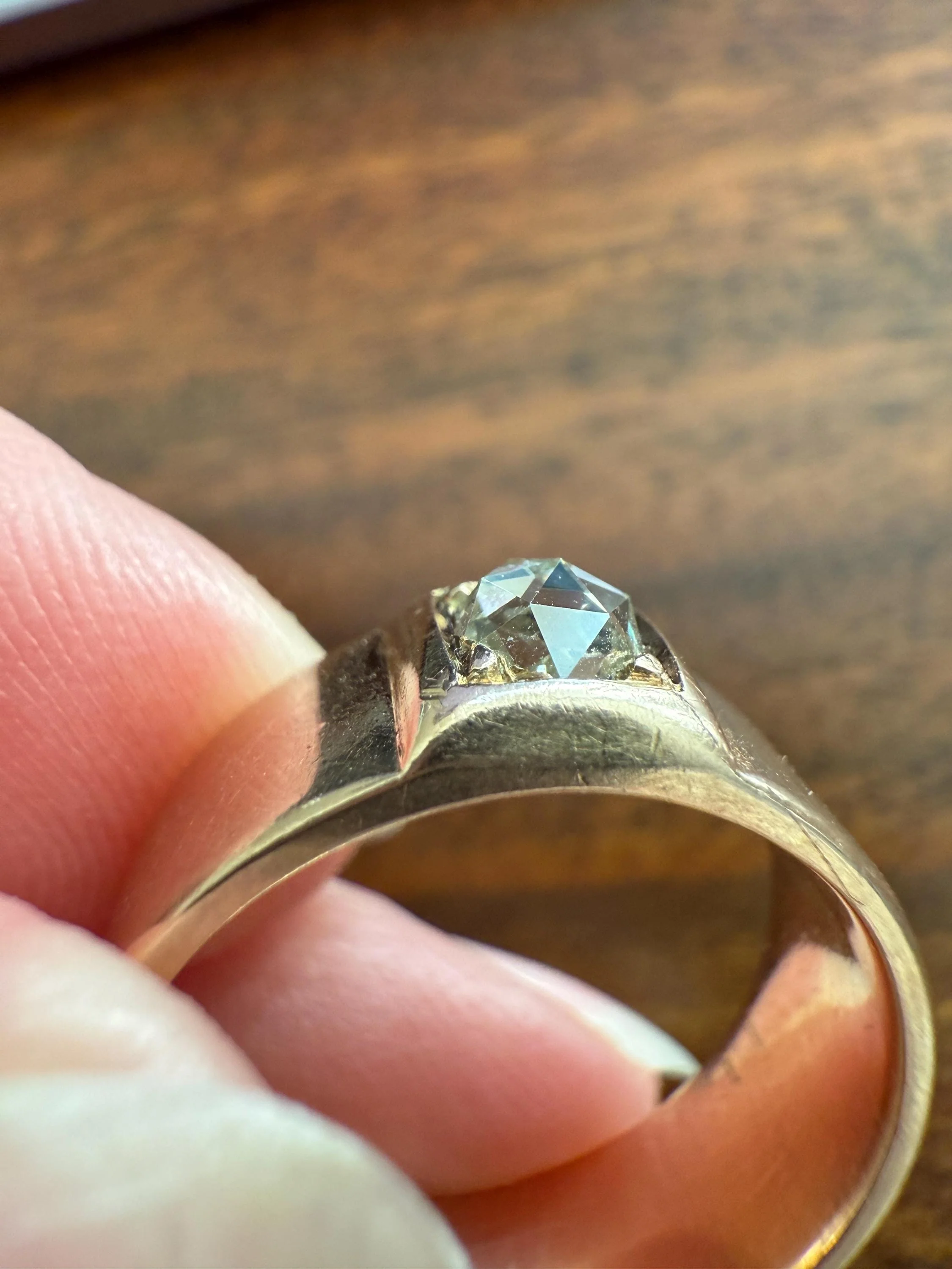 Antique Eye Clean Rose Cut DIAMOND French ViCTORIAN 7.3mm Wide Cigar Band Ring 7.3g 18k Gold Solid Stacker Chunky Belle Epoque Unisex - Image 5