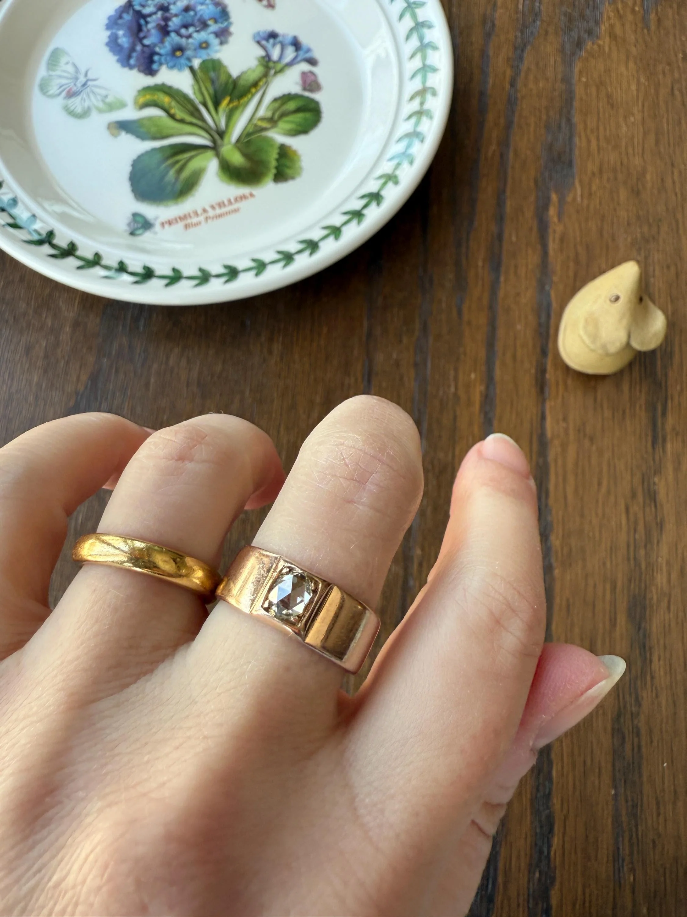 Antique Eye Clean Rose Cut DIAMOND French ViCTORIAN 7.3mm Wide Cigar Band Ring 7.3g 18k Gold Solid Stacker Chunky Belle Epoque Unisex - Image 6