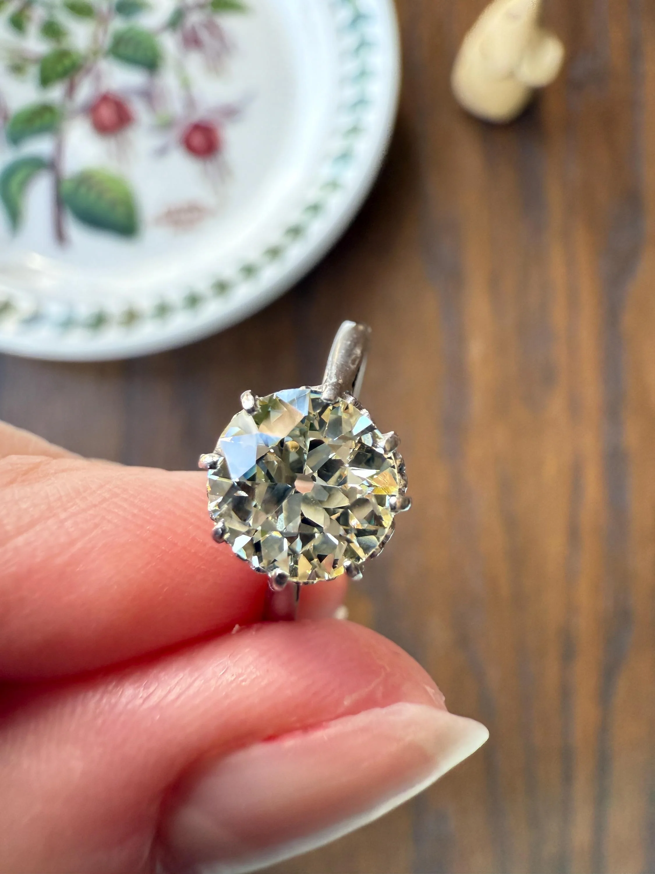 Antique Eye Clean Two Carat Warm Pale Yellow Natural Old European Cut DiAMOND Solitaire Ring Platinum Engagement All Original Edwardian Setting 2Ctw - Image 12
