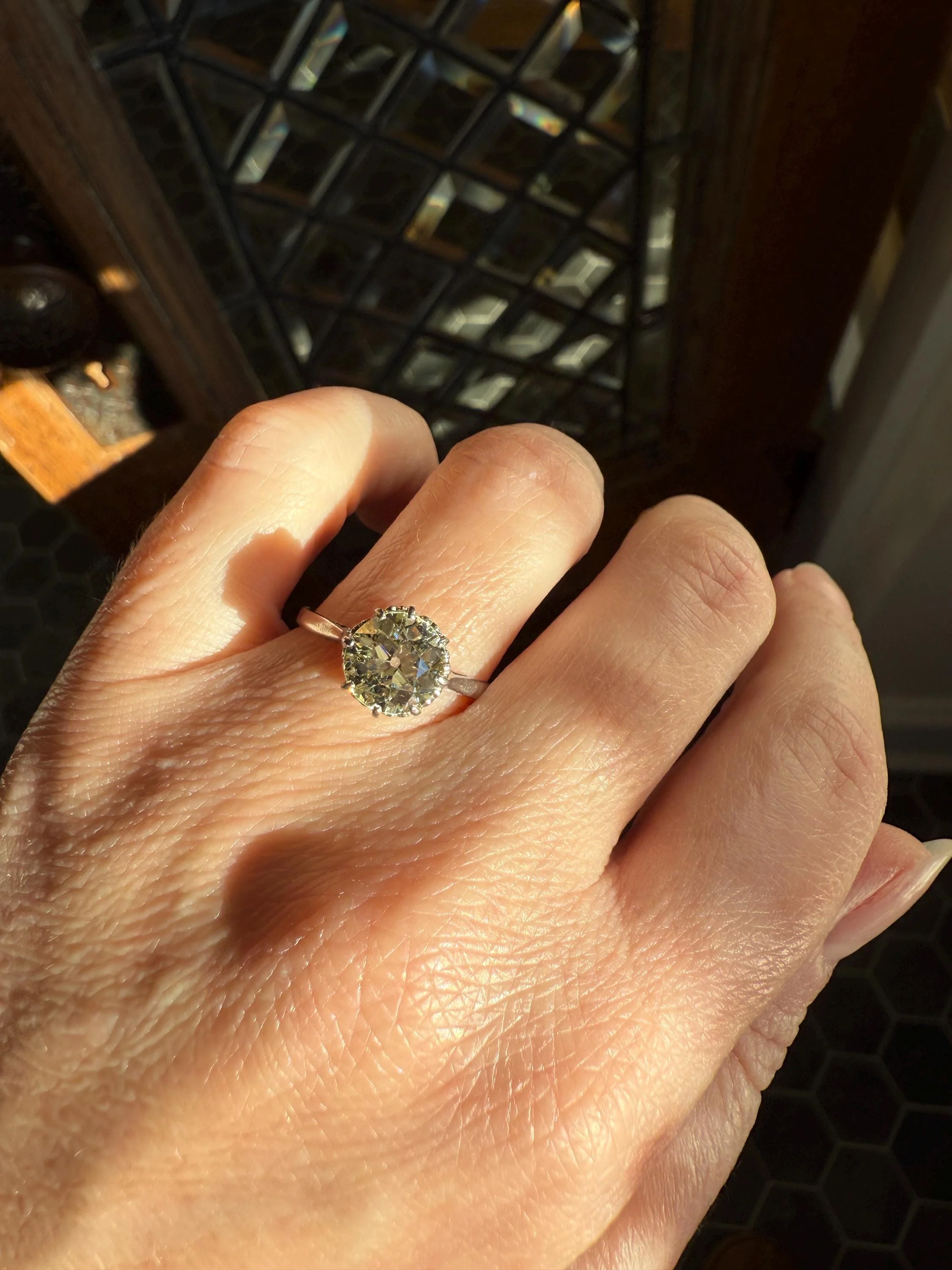 Antique Eye Clean Two Carat Warm Pale Yellow Natural Old European Cut DiAMOND Solitaire Ring Platinum Engagement All Original Edwardian Setting 2Ctw - Image 16