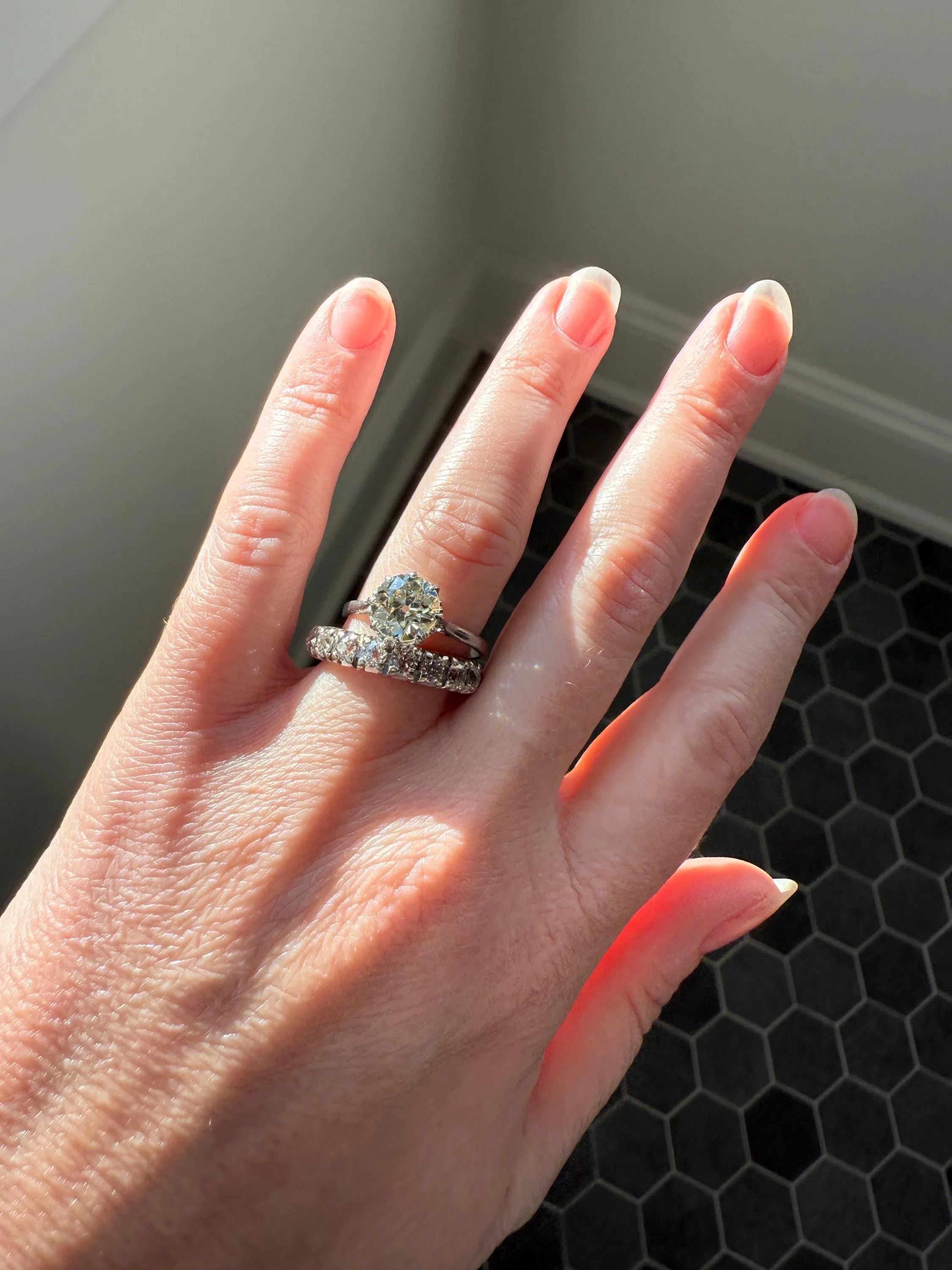 Antique Eye Clean Two Carat Warm Pale Yellow Natural Old European Cut DiAMOND Solitaire Ring Platinum Engagement All Original Edwardian Setting 2Ctw - Image 2