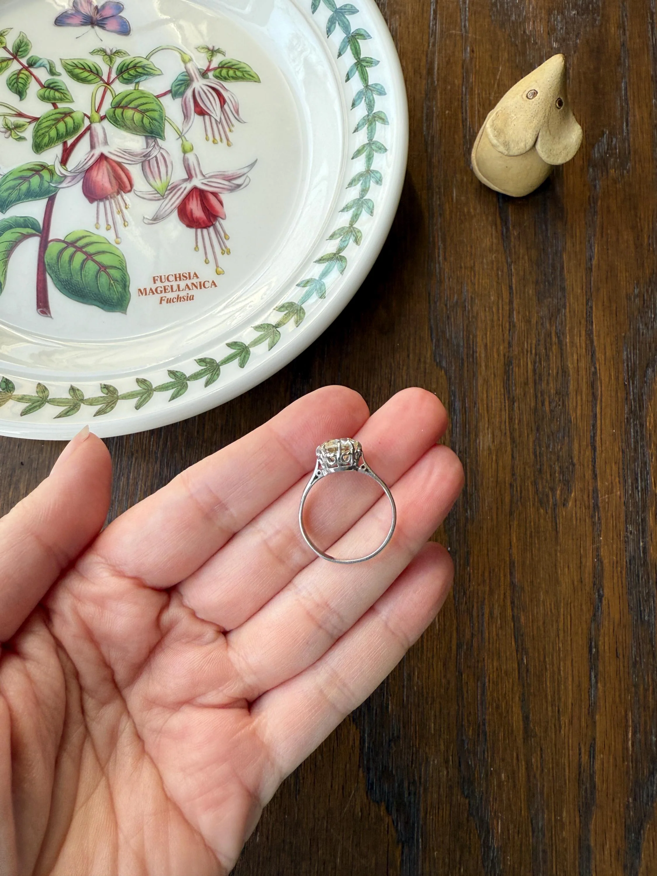 Antique Eye Clean Two Carat Warm Pale Yellow Natural Old European Cut DiAMOND Solitaire Ring Platinum Engagement All Original Edwardian Setting 2Ctw - Image 20
