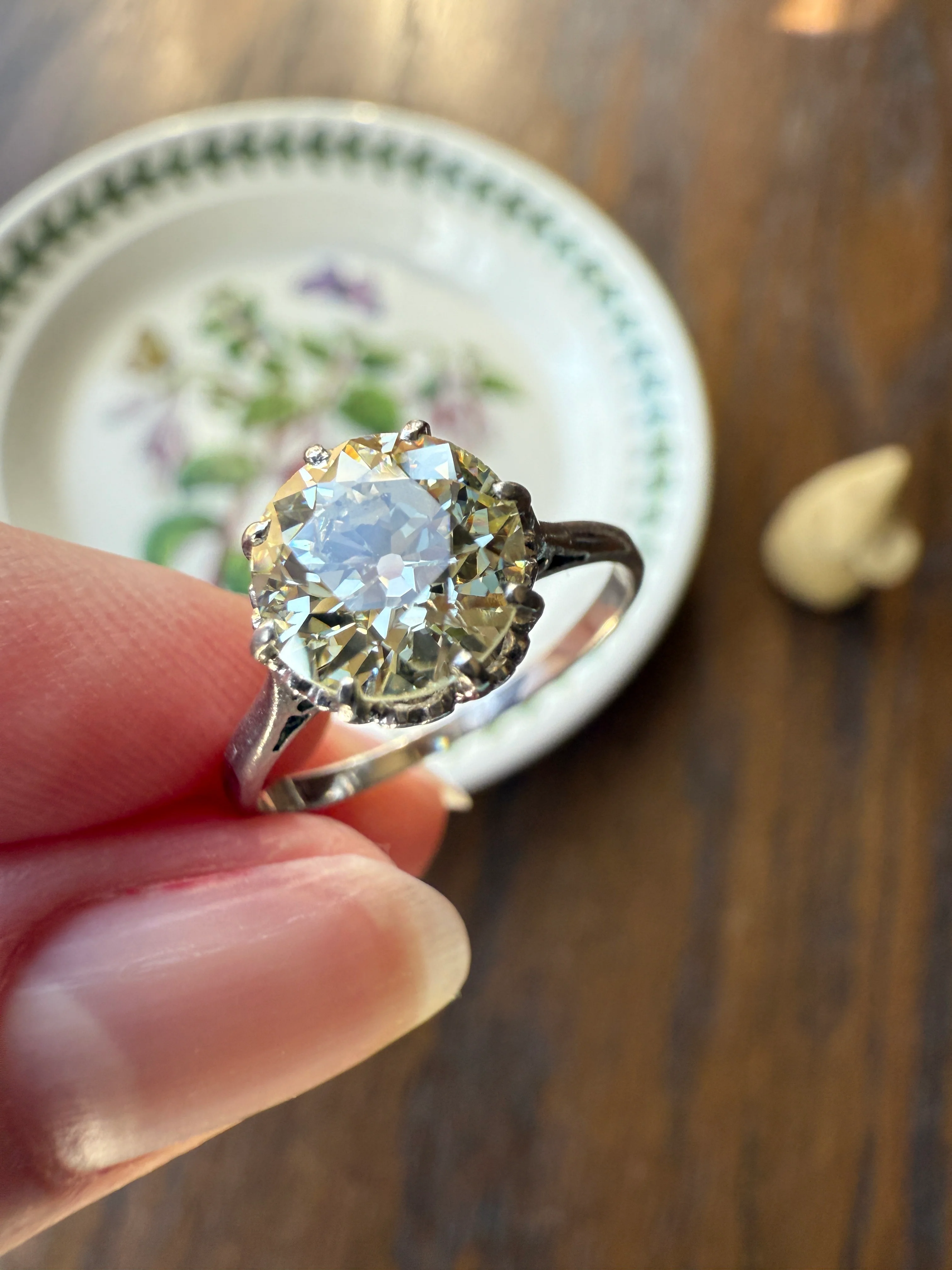 Antique Eye Clean Two Carat Warm Pale Yellow Natural Old European Cut DiAMOND Solitaire Ring Platinum Engagement All Original Edwardian Setting 2Ctw - Image 28
