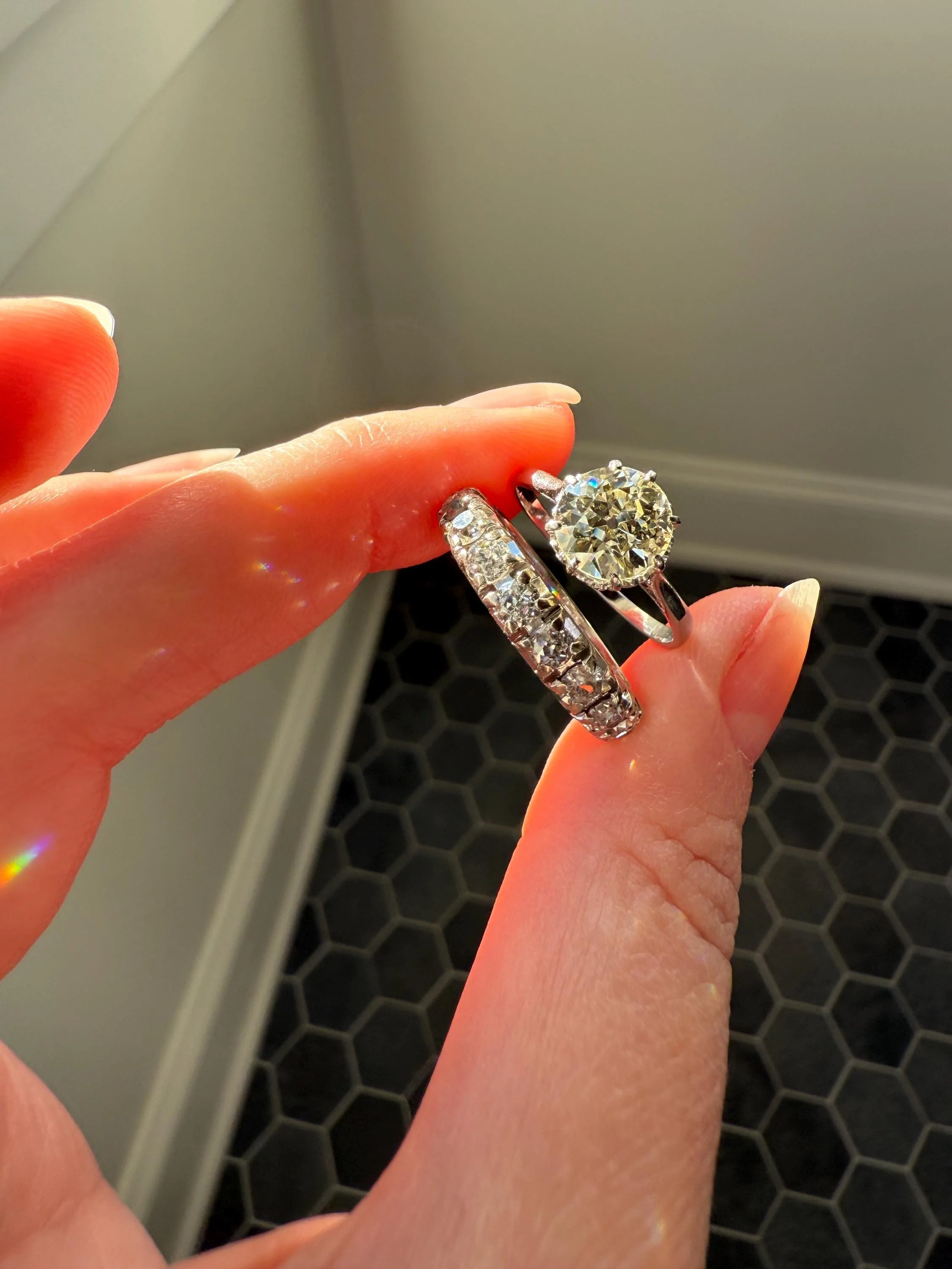 Antique Eye Clean Two Carat Warm Pale Yellow Natural Old European Cut DiAMOND Solitaire Ring Platinum Engagement All Original Edwardian Setting 2Ctw - Image 9