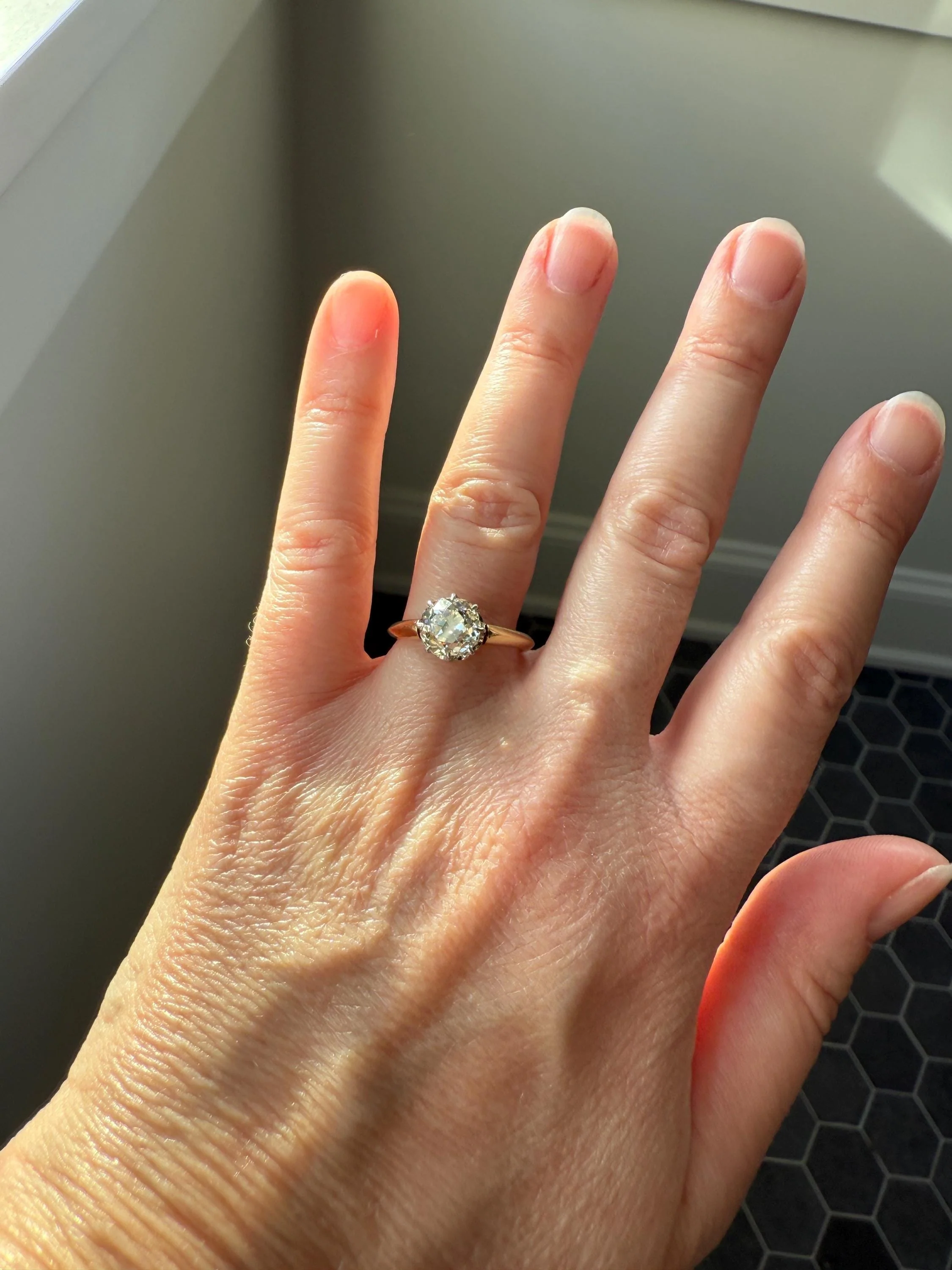 Antique Eye Clean Two Carat Warm Natural Old Mine Cut DiAMOND Solitaire Ring French 18k GOLD Engagement All Original Victorian Setting 2Ctw - Image 12