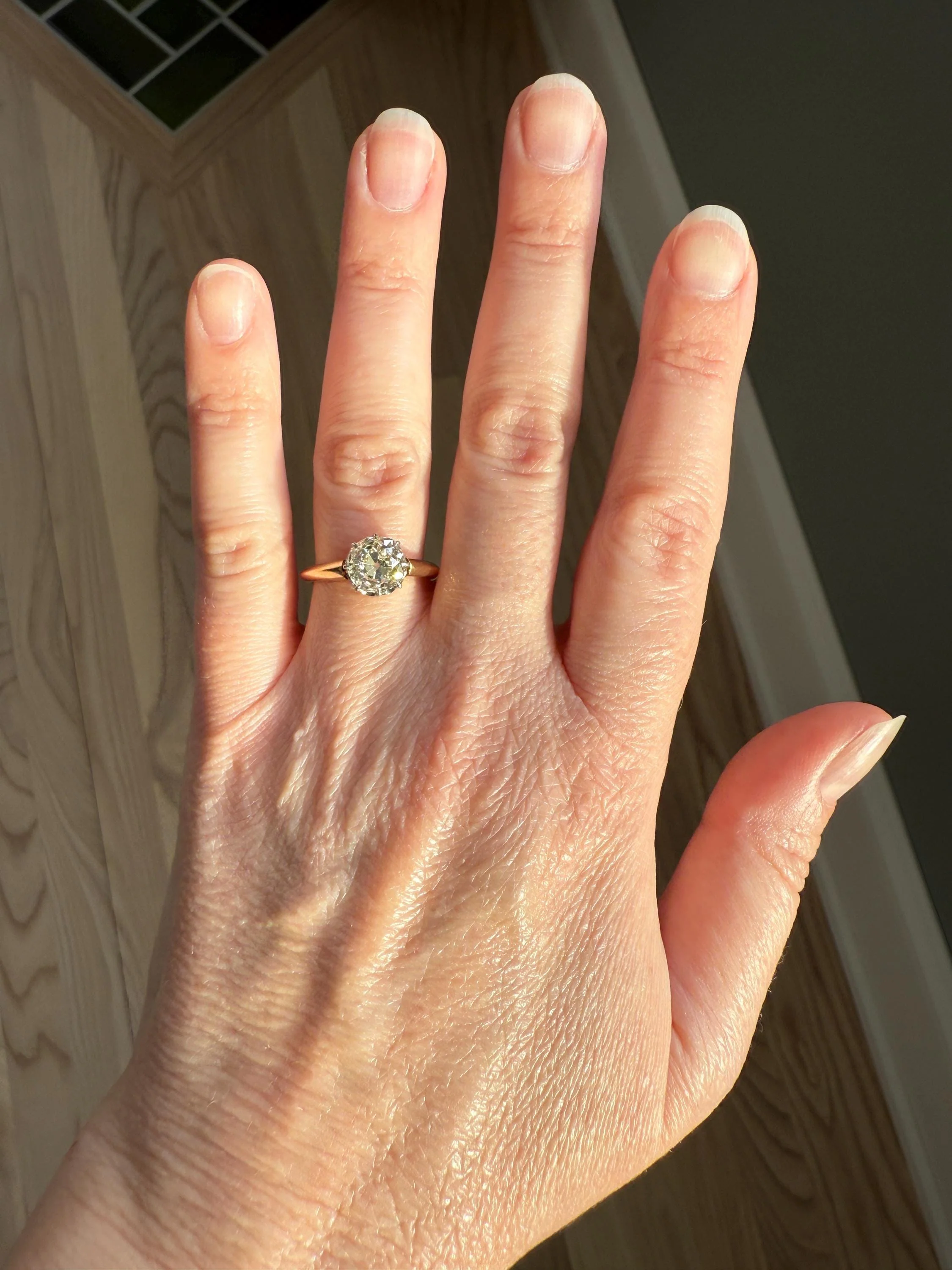 Antique Eye Clean Two Carat Warm Natural Old Mine Cut DiAMOND Solitaire Ring French 18k GOLD Engagement All Original Victorian Setting 2Ctw - Image 14