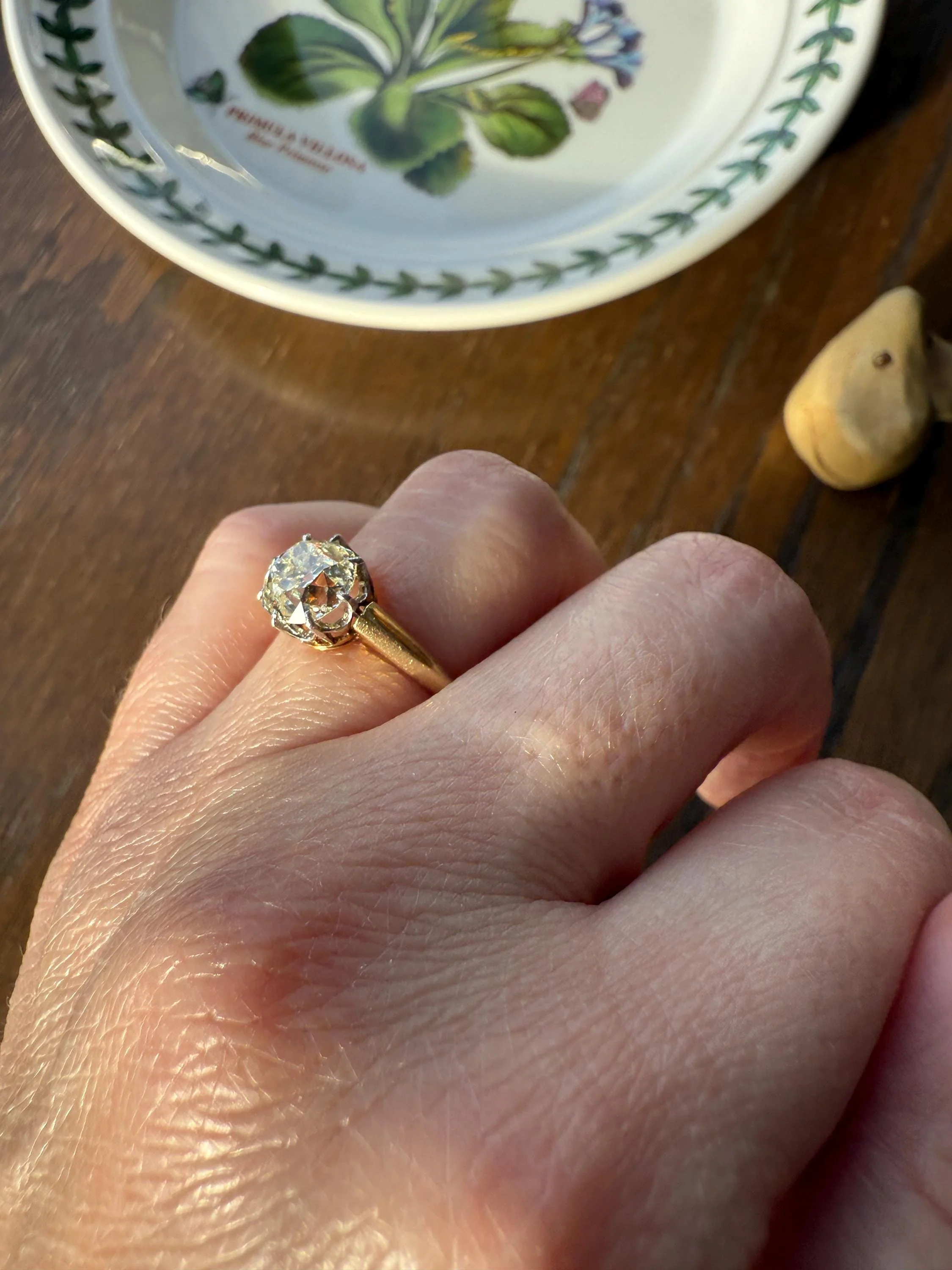Antique Eye Clean Two Carat Warm Natural Old Mine Cut DiAMOND Solitaire Ring French 18k GOLD Engagement All Original Victorian Setting 2Ctw - Image 5