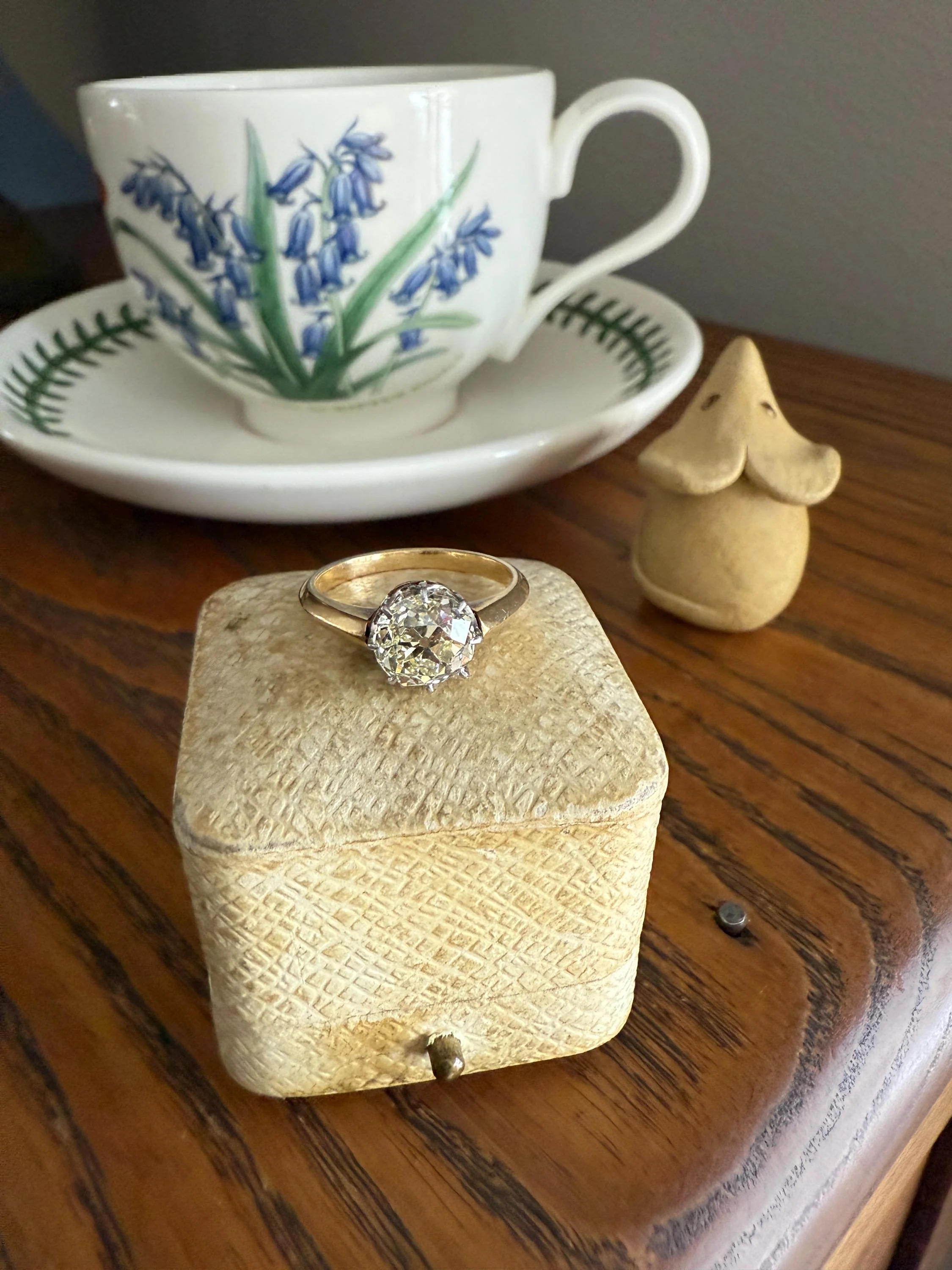 Antique Eye Clean Two Carat Warm Natural Old Mine Cut DiAMOND Solitaire Ring French 18k GOLD Engagement All Original Victorian Setting 2Ctw - Image 7