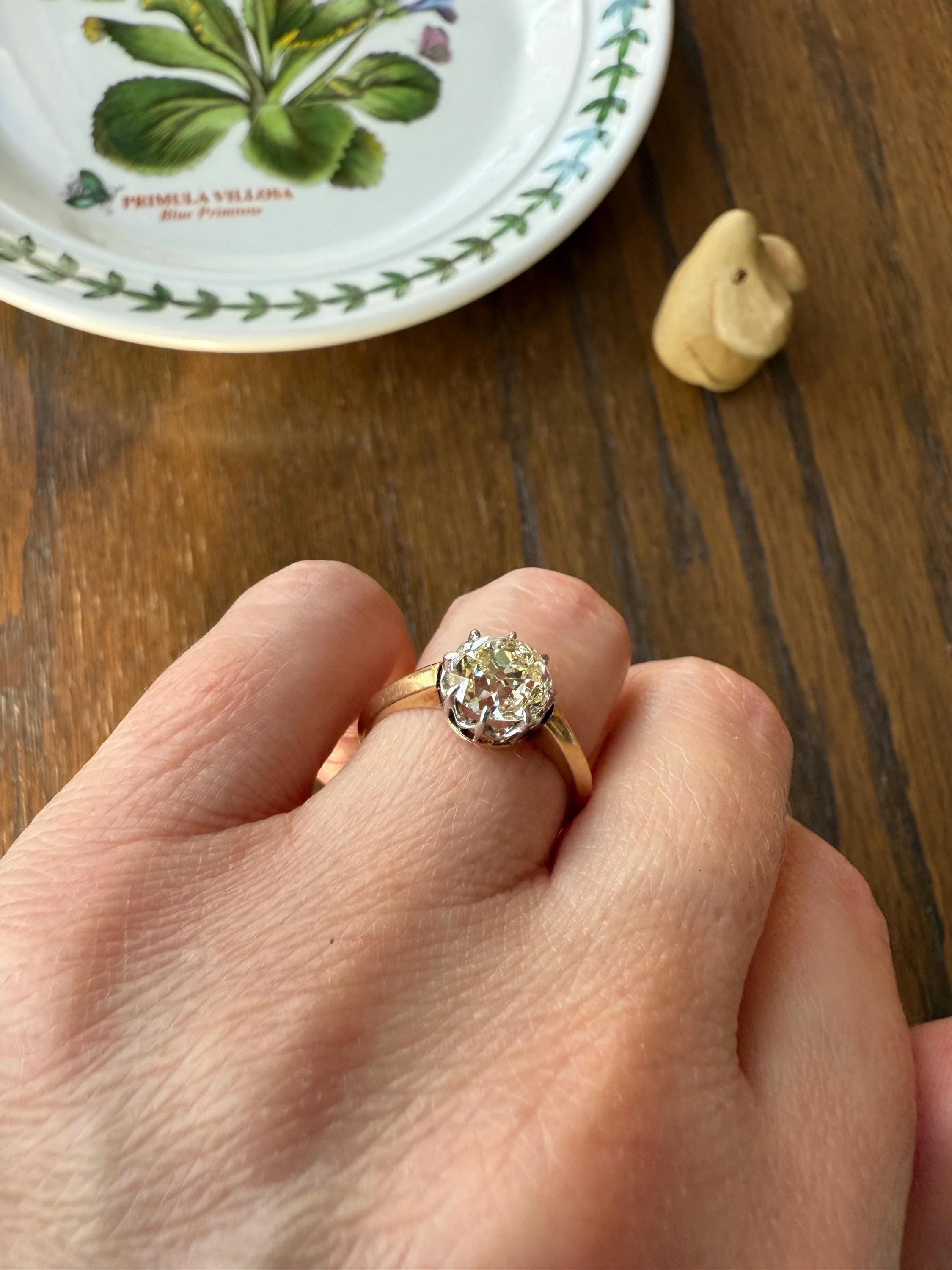 Antique Eye Clean Two Carat Warm Natural Old Mine Cut DiAMOND Solitaire Ring French 18k GOLD Engagement All Original Victorian Setting 2Ctw - Image 8