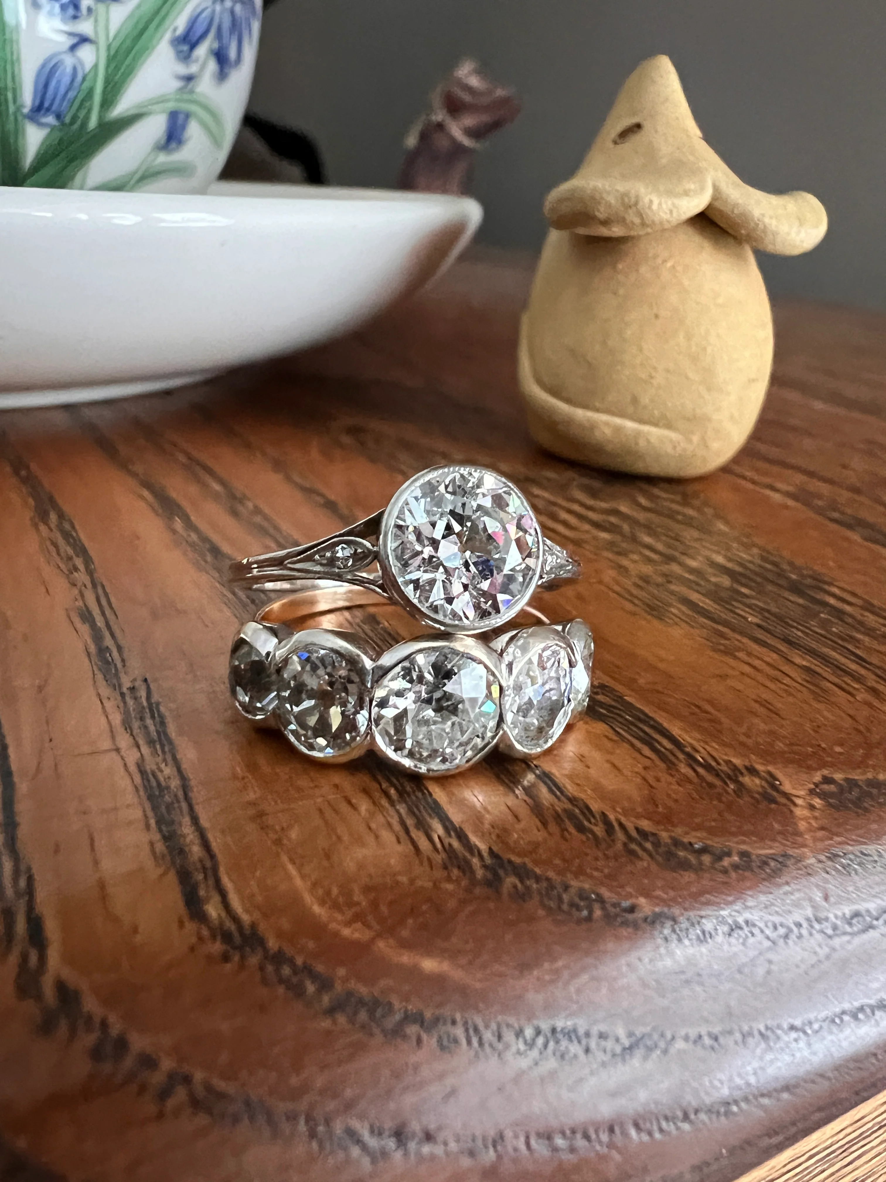 Antique Fiery 1.6 CARAT Old European Cut DIAMOND Bezel Set PLATINUM Solitaire Engagement Ring French Edwardian - Image 13