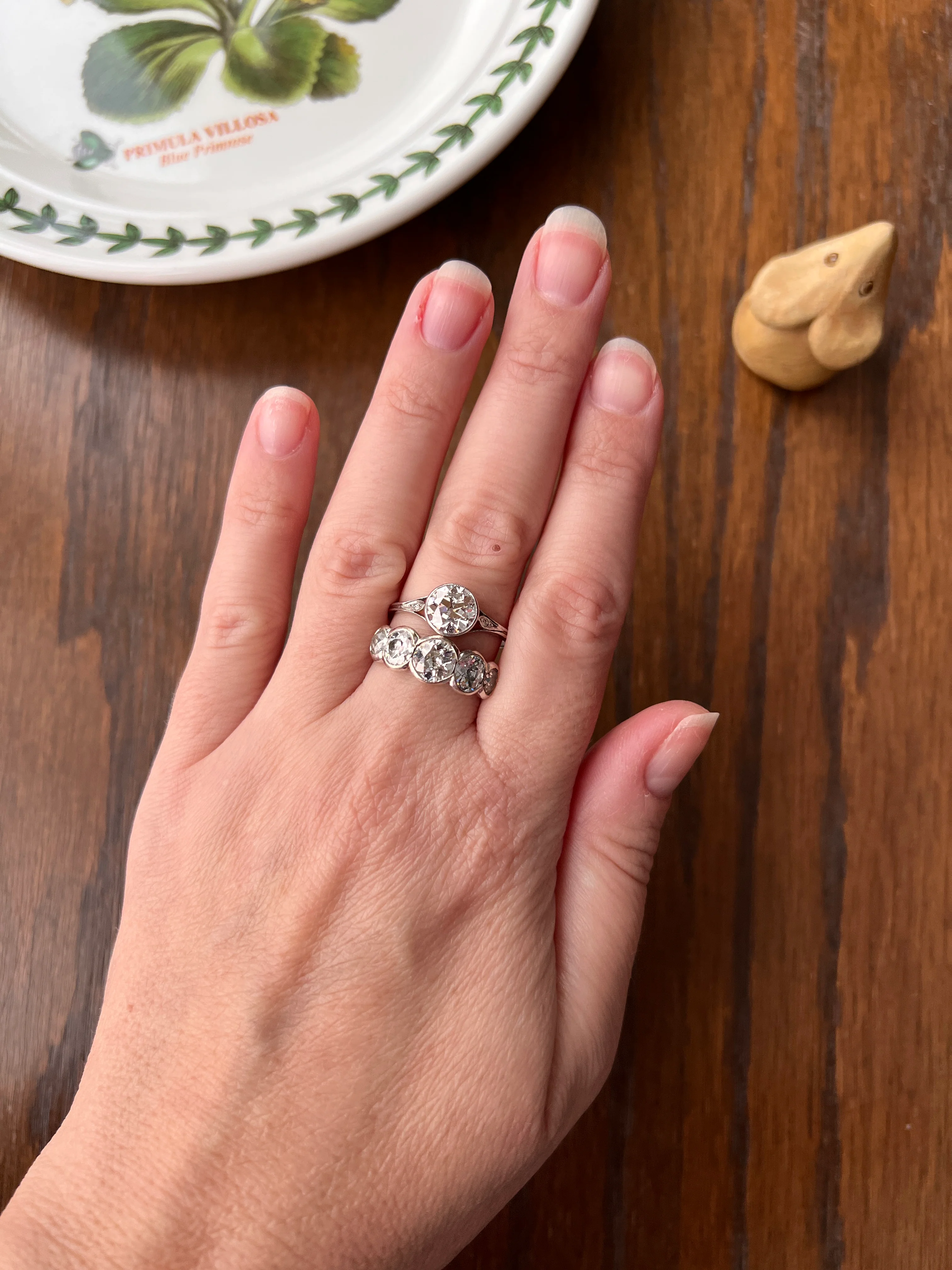 Antique Fiery 1.6 CARAT Old European Cut DIAMOND Bezel Set PLATINUM Solitaire Engagement Ring French Edwardian - Image 17