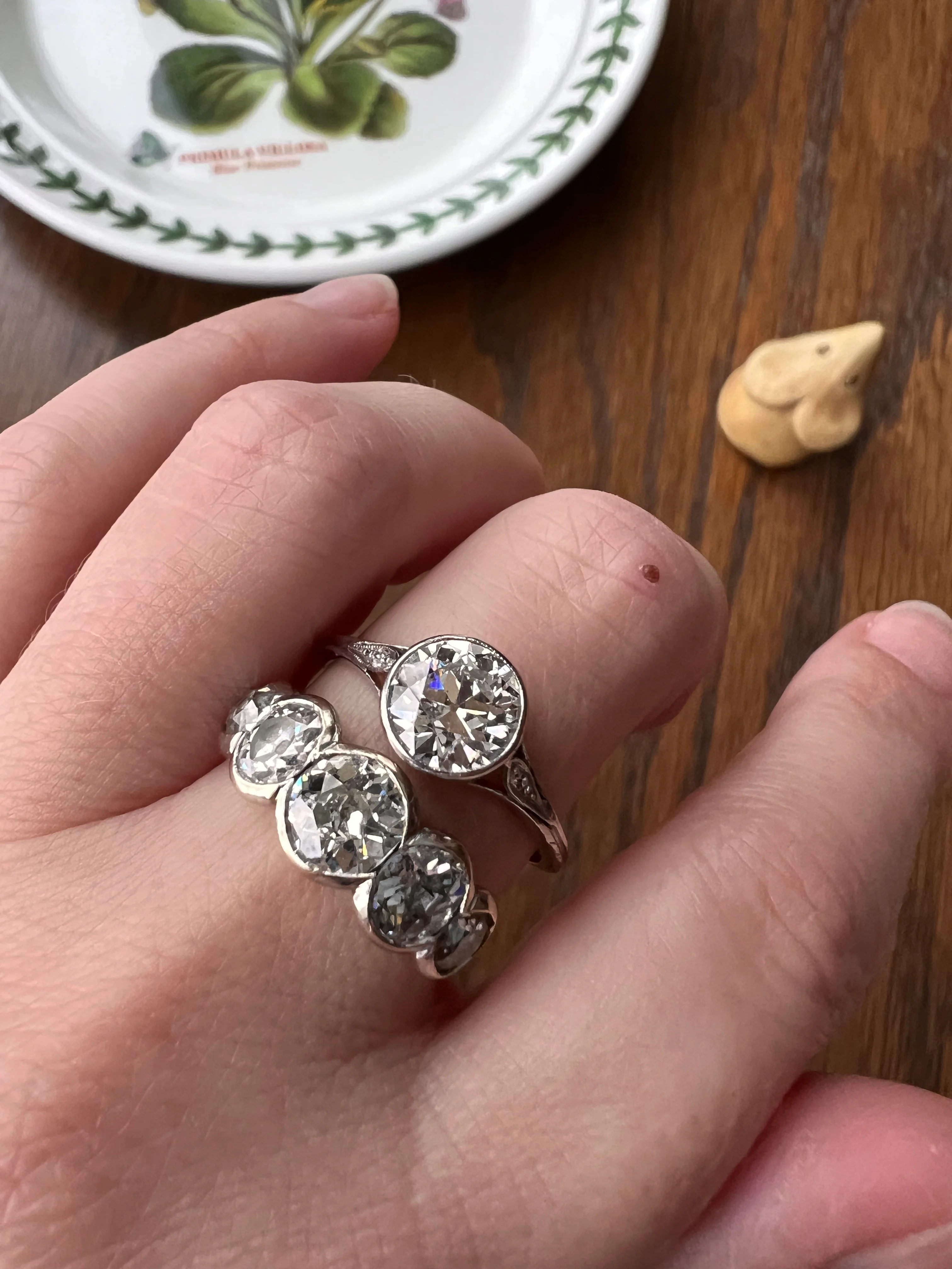 Antique Fiery 1.6 CARAT Old European Cut DIAMOND Bezel Set PLATINUM Solitaire Engagement Ring French Edwardian - Image 18