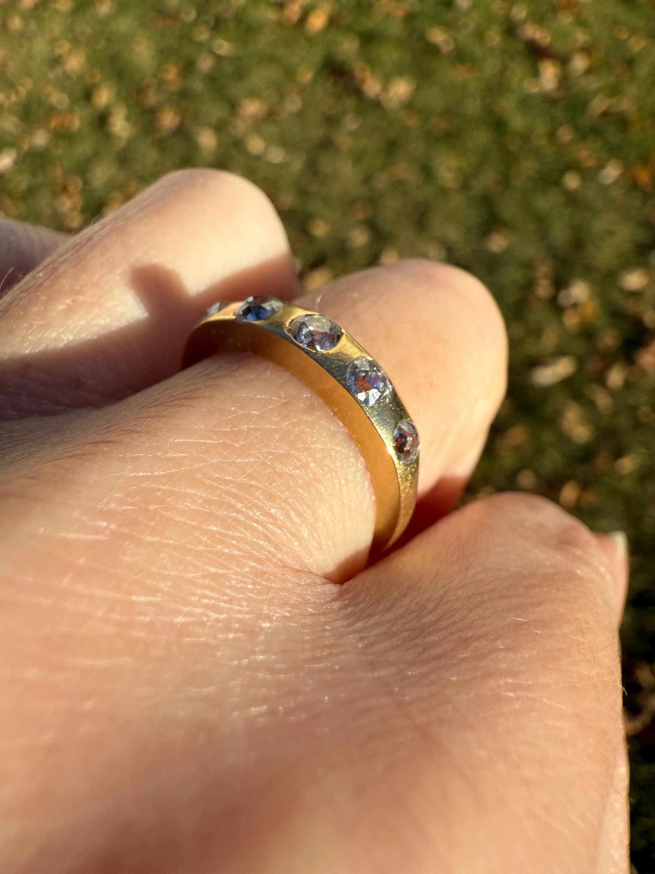 Antique Five Stone 0.7 Carat Old Mine Cut DIAMOND 18k Gold Solid Skinny Stacker Band Flush Mount Flat Edge Sliced .7Ctw - Image 12