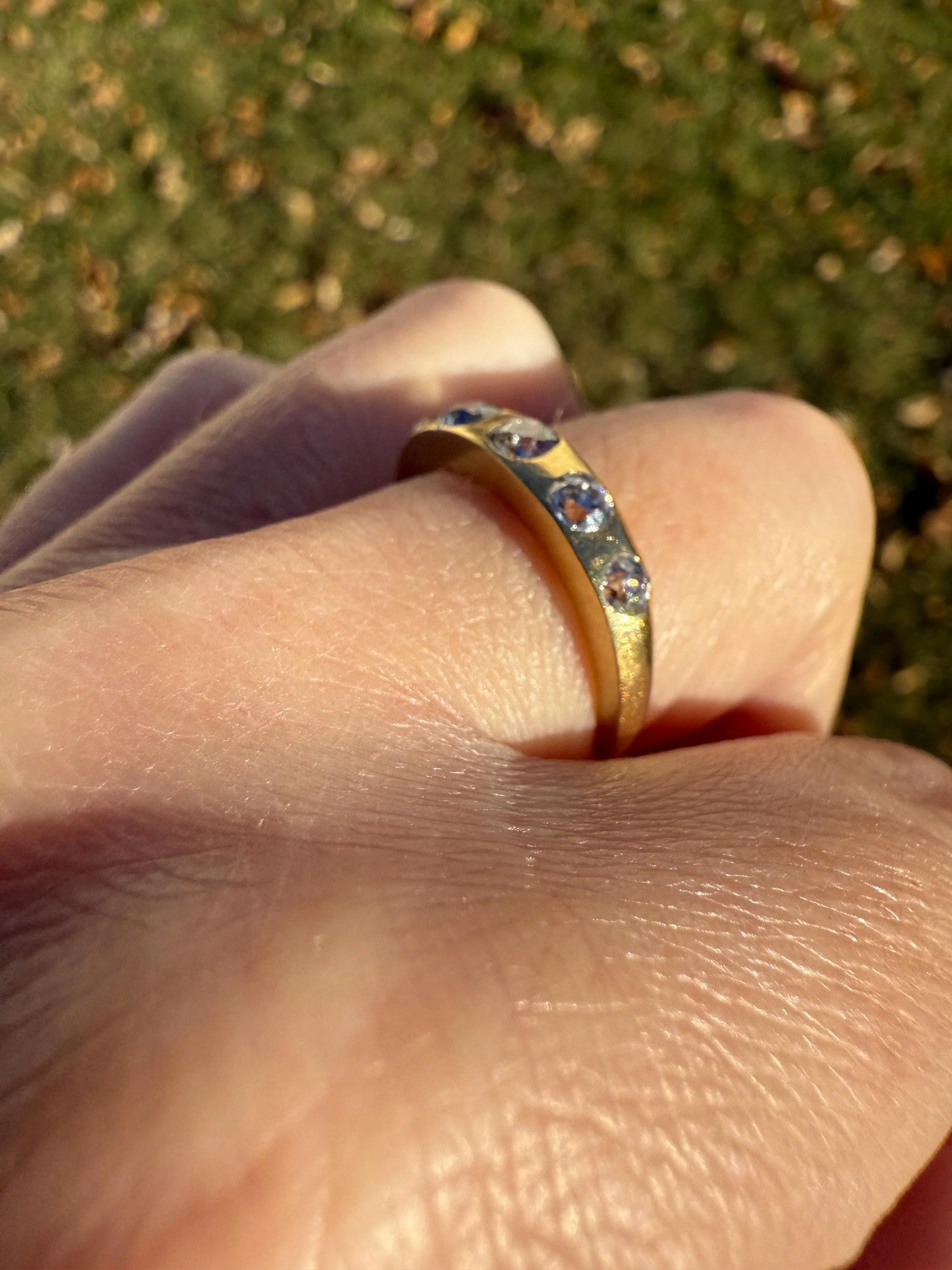 Antique Five Stone 0.7 Carat Old Mine Cut DIAMOND 18k Gold Solid Skinny Stacker Band Flush Mount Flat Edge Sliced .7Ctw - Image 16