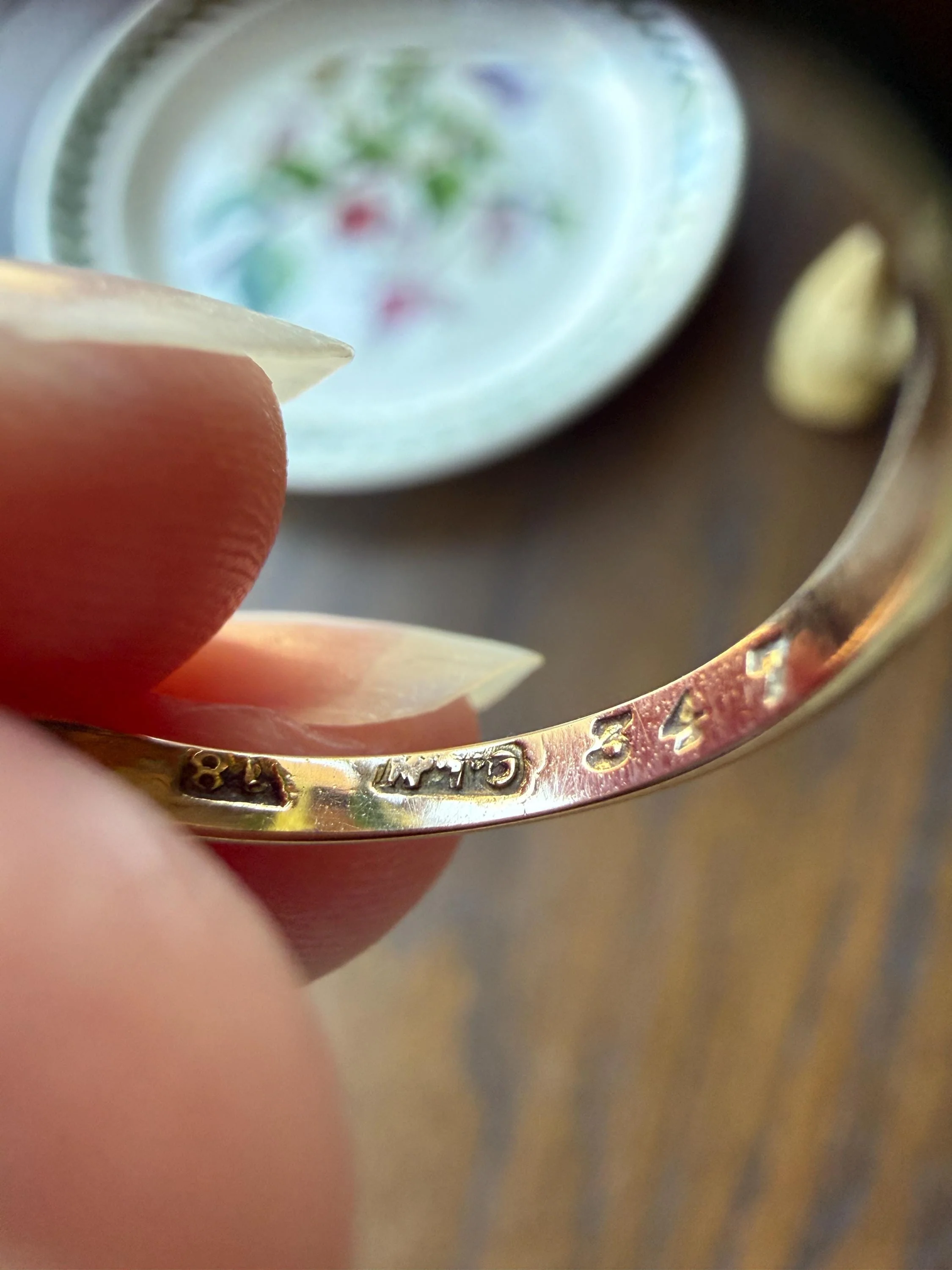Antique Floral Old Cut Diamond Circular Bypass Halo Ring 18k Gold Minimalist Stacker Band - Image 12