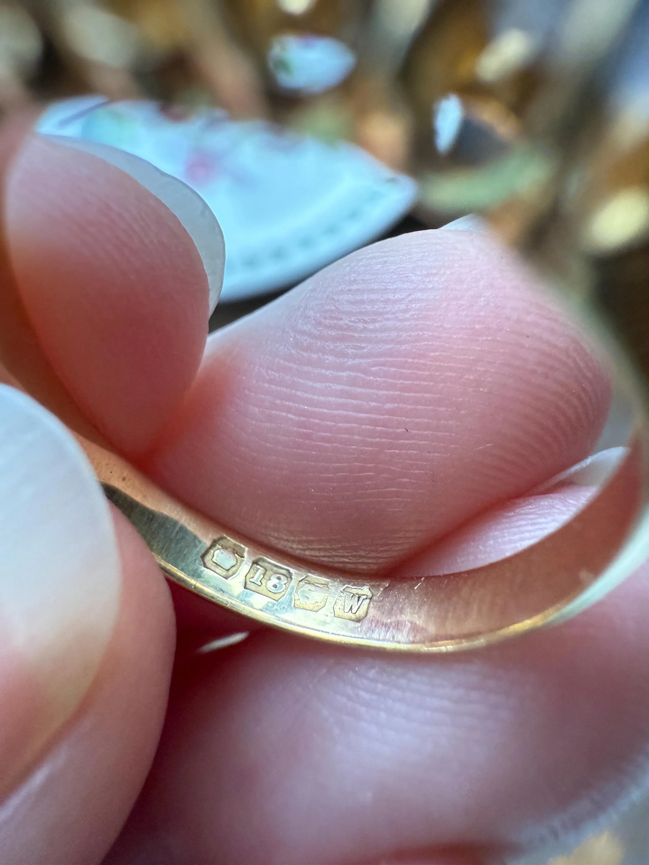 Antique Glowing Blue MOONSTONE Orb Three Stone 18k Gold Belcher Band Ring Man Unisex Stacker - Image 20