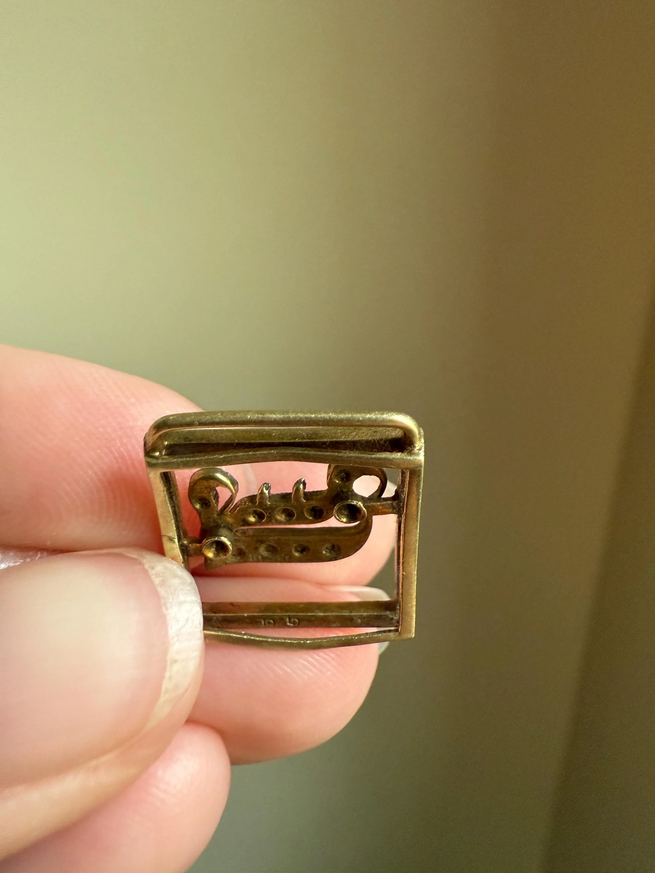 Antique INITIAL J F Slide Letter Rose Cut DIAMOND Pendant 14k Gold Enamel Bracelet Necklace Charm Gift Symbol Victorian Art Deco - Image 3