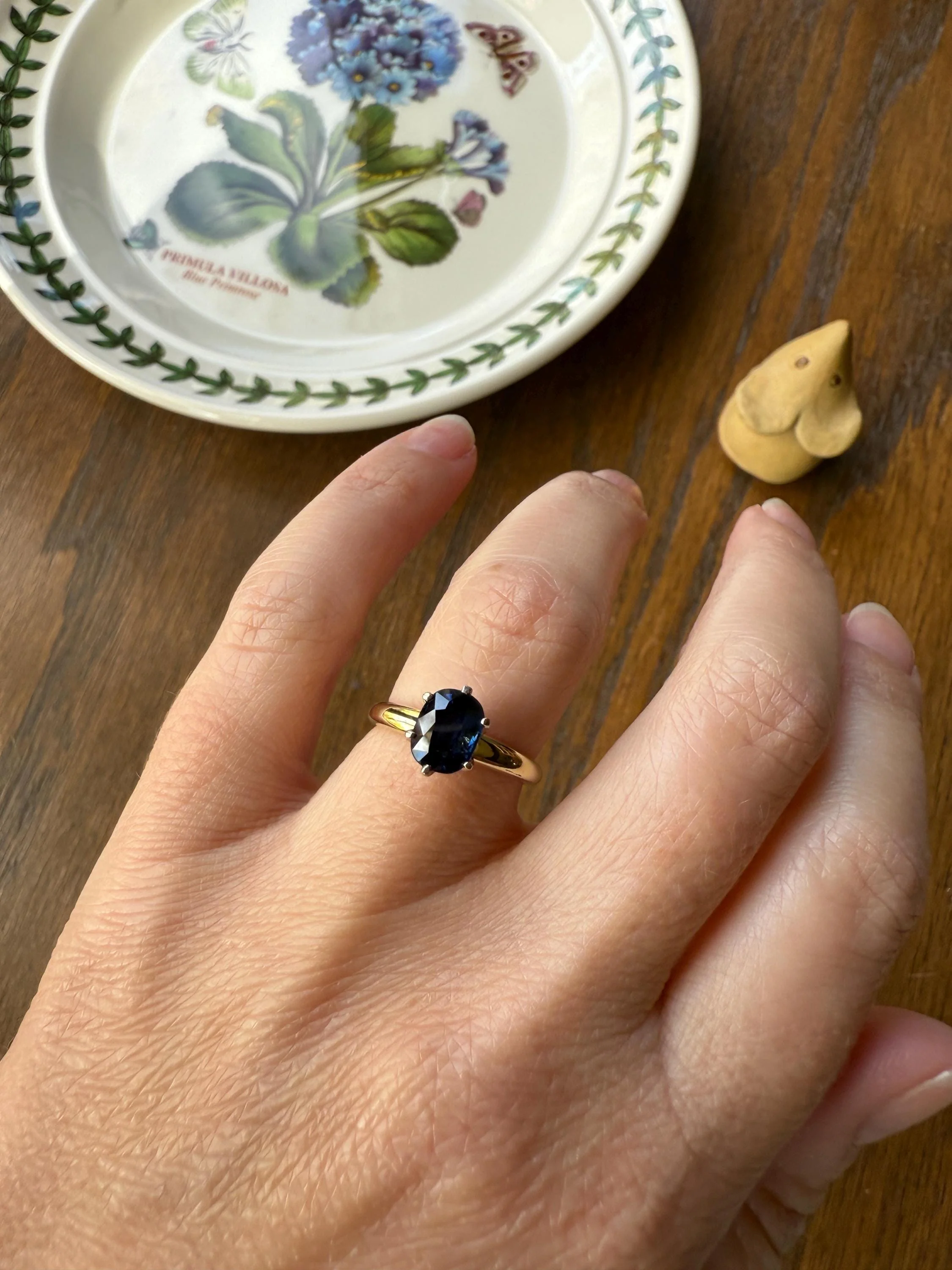 Antique Natural Sapphire Tall Solitaire Ring 14k Gold True Blue Oval Stacker Royal Glow Alternative Engagement Ring Daily Wearer A+ Stone - Image 11