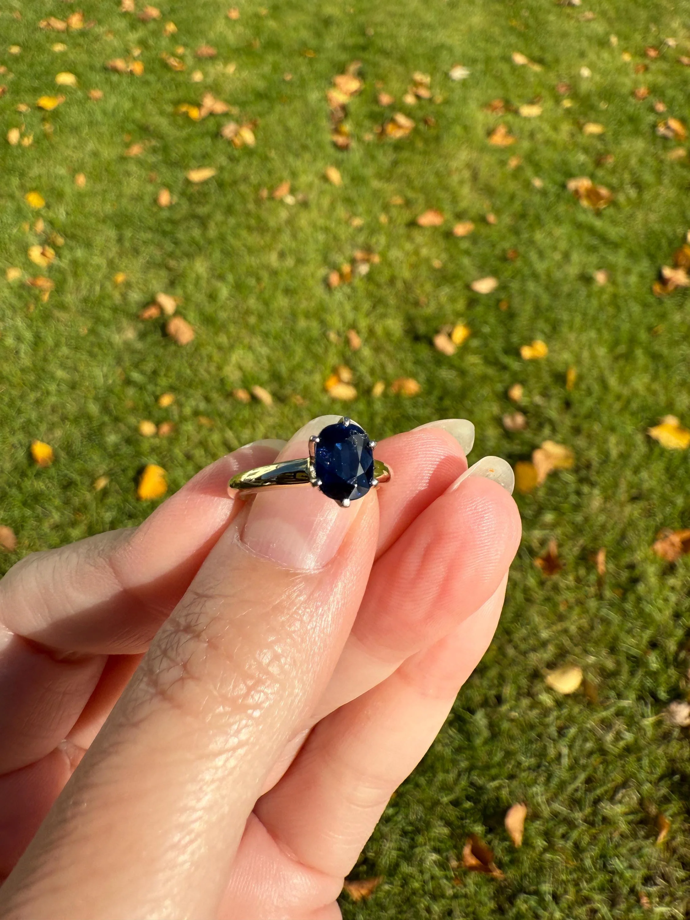 Antique Natural Sapphire Tall Solitaire Ring 14k Gold True Blue Oval Stacker Royal Glow Alternative Engagement Ring Daily Wearer A+ Stone - Image 12