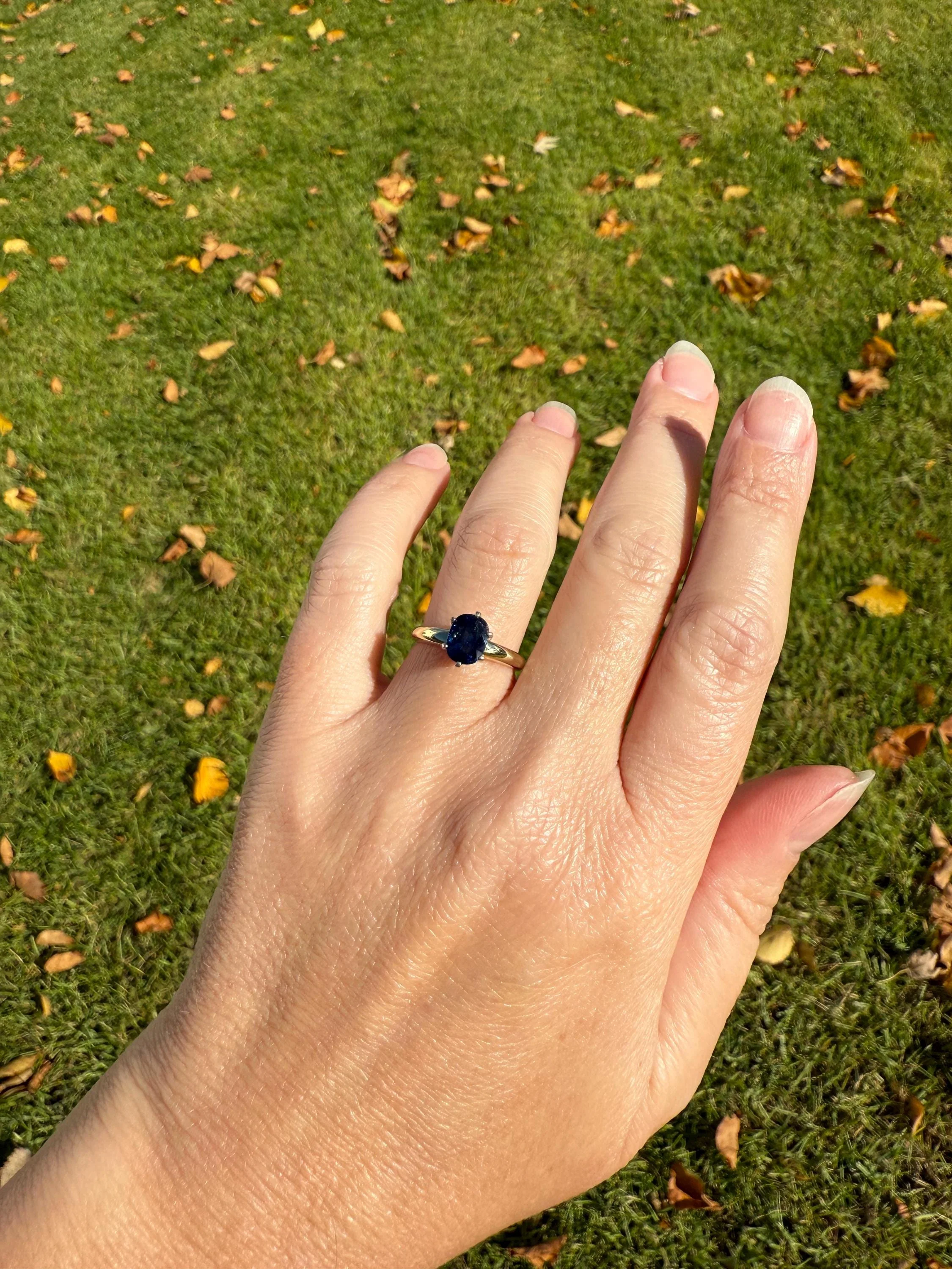 Antique Natural Sapphire Tall Solitaire Ring 14k Gold True Blue Oval Stacker Royal Glow Alternative Engagement Ring Daily Wearer A+ Stone - Image 15