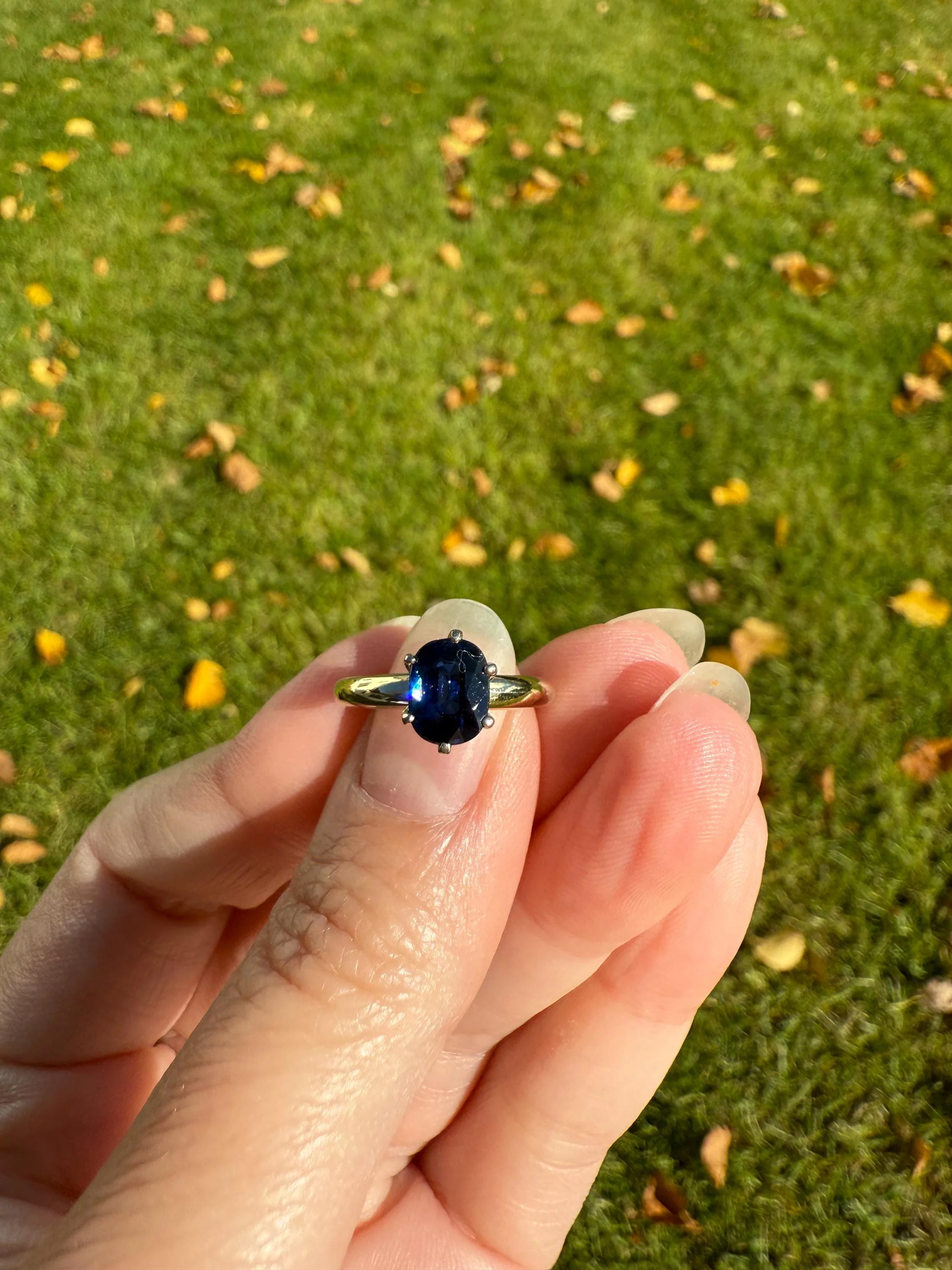 Antique Natural Sapphire Tall Solitaire Ring 14k Gold True Blue Oval Stacker Royal Glow Alternative Engagement Ring Daily Wearer A+ Stone - Image 2