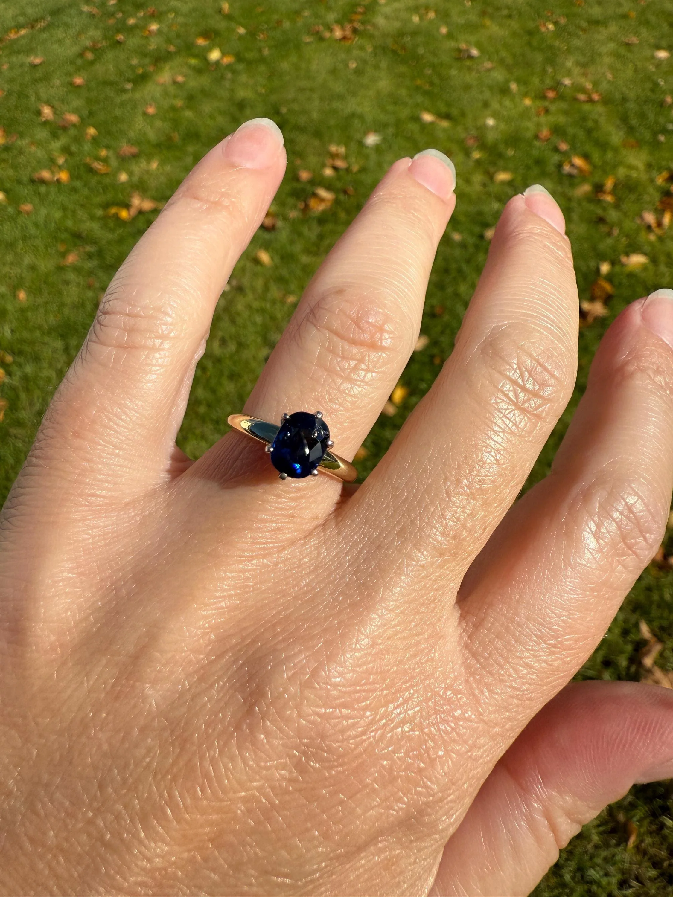 Antique Natural Sapphire Tall Solitaire Ring 14k Gold True Blue Oval Stacker Royal Glow Alternative Engagement Ring Daily Wearer A+ Stone - Image 3
