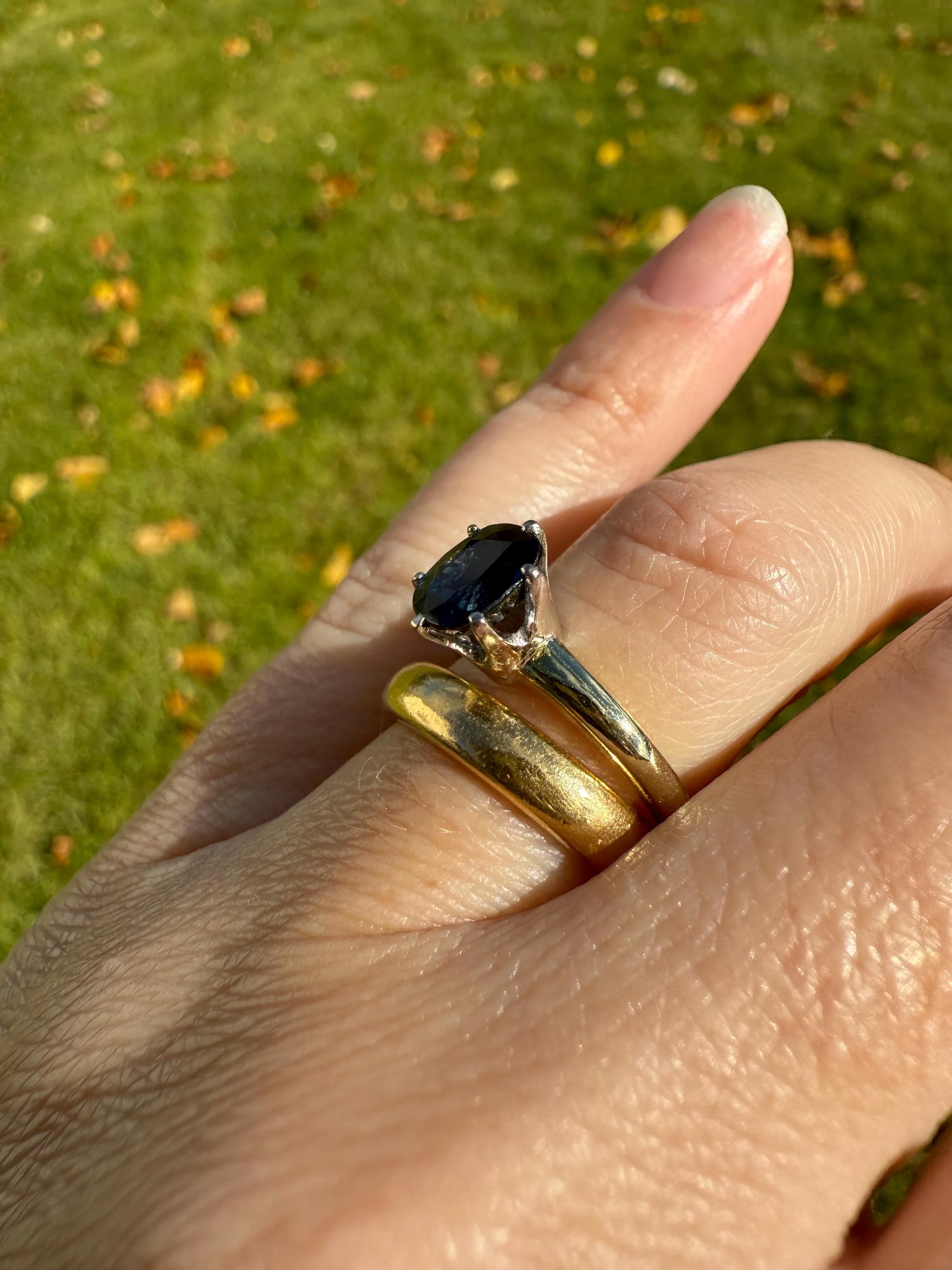 Antique Natural Sapphire Tall Solitaire Ring 14k Gold True Blue Oval Stacker Royal Glow Alternative Engagement Ring Daily Wearer A+ Stone - Image 5