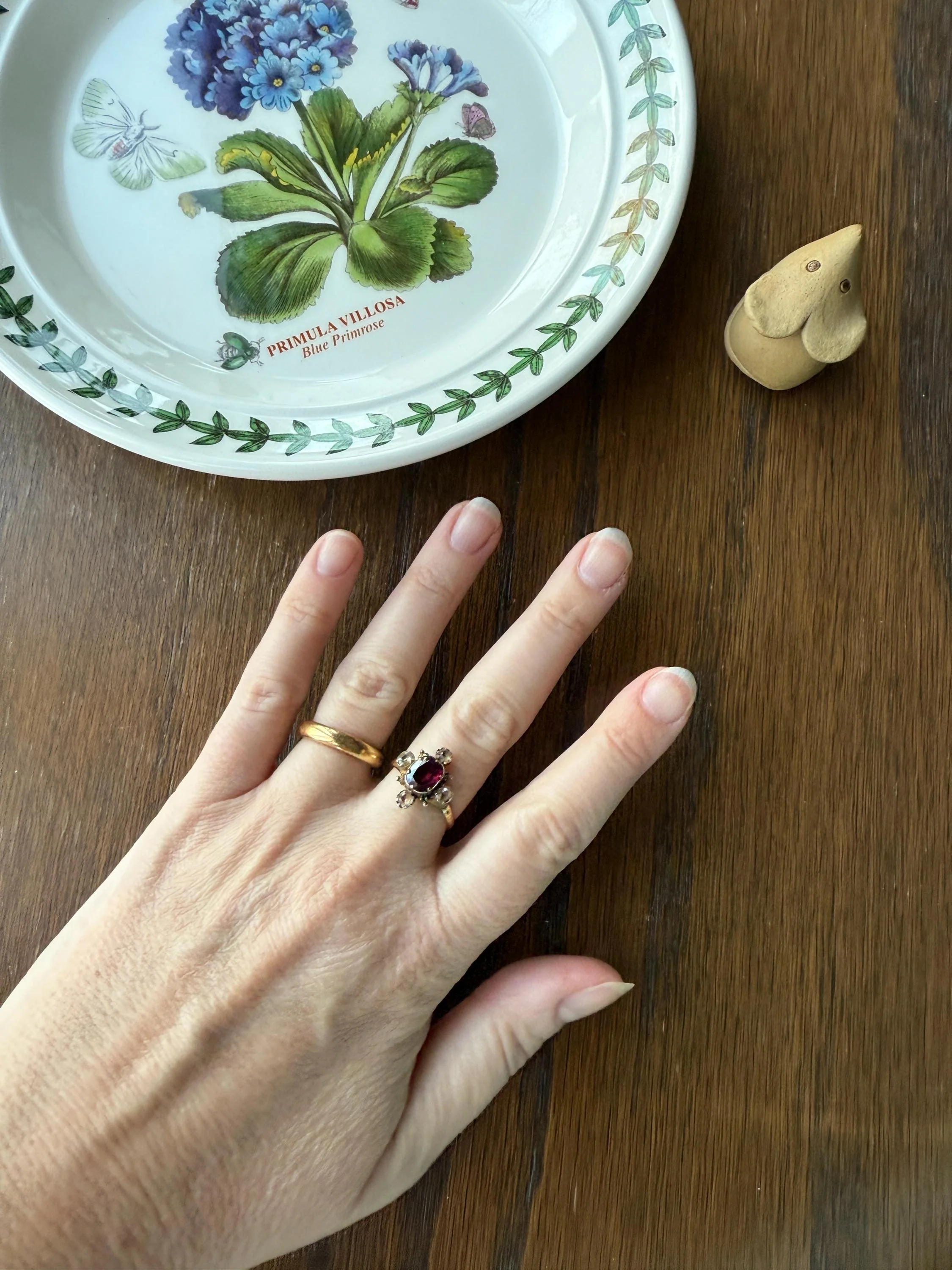 Antique Old Cut GARNET Pale Yellow Rivet Halo Cruciform HEART Locket Back Antique Ring 18k Gold Georgian Victorian - Image 11