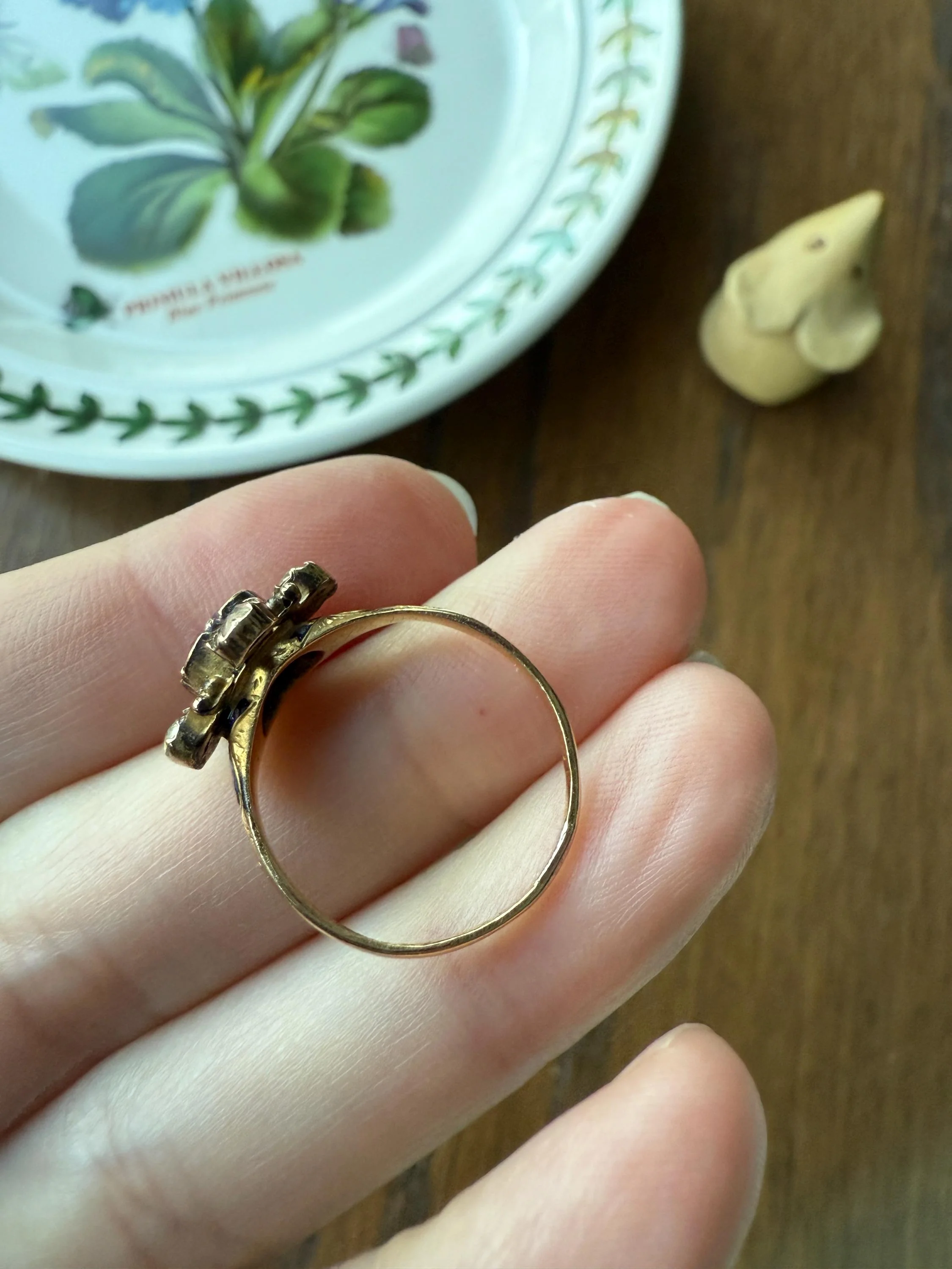 Antique Old Cut GARNET Pale Yellow Rivet Halo Cruciform HEART Locket Back Antique Ring 18k Gold Georgian Victorian - Image 21