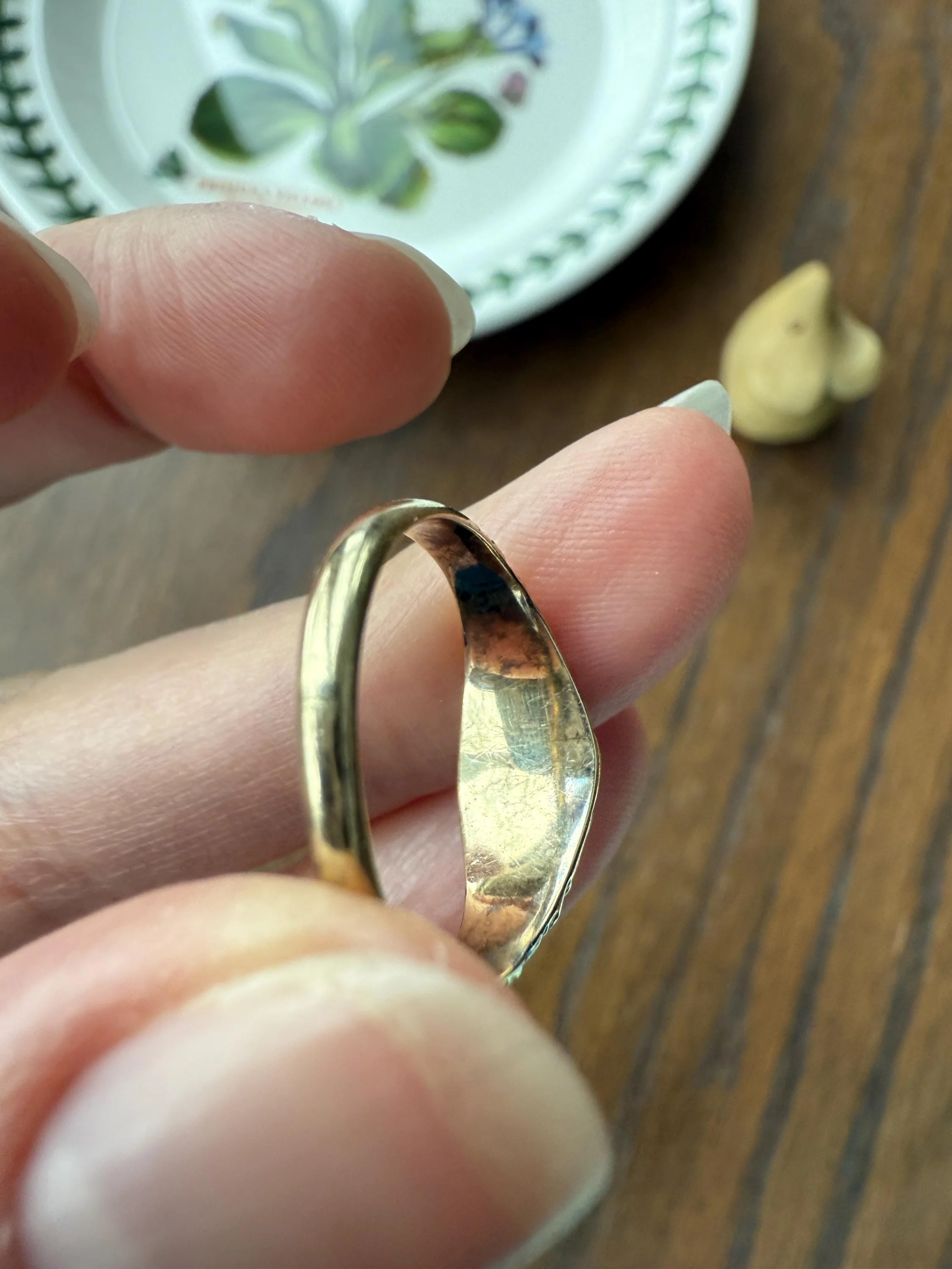 Antique Old Mine Cut DIAMOND Swirl Embossed Georgian ANTIQUE Ring Warm Pale Yellow Stone 14k Gold Silver Collet Band Stacker Solitaire Gift - Image 20