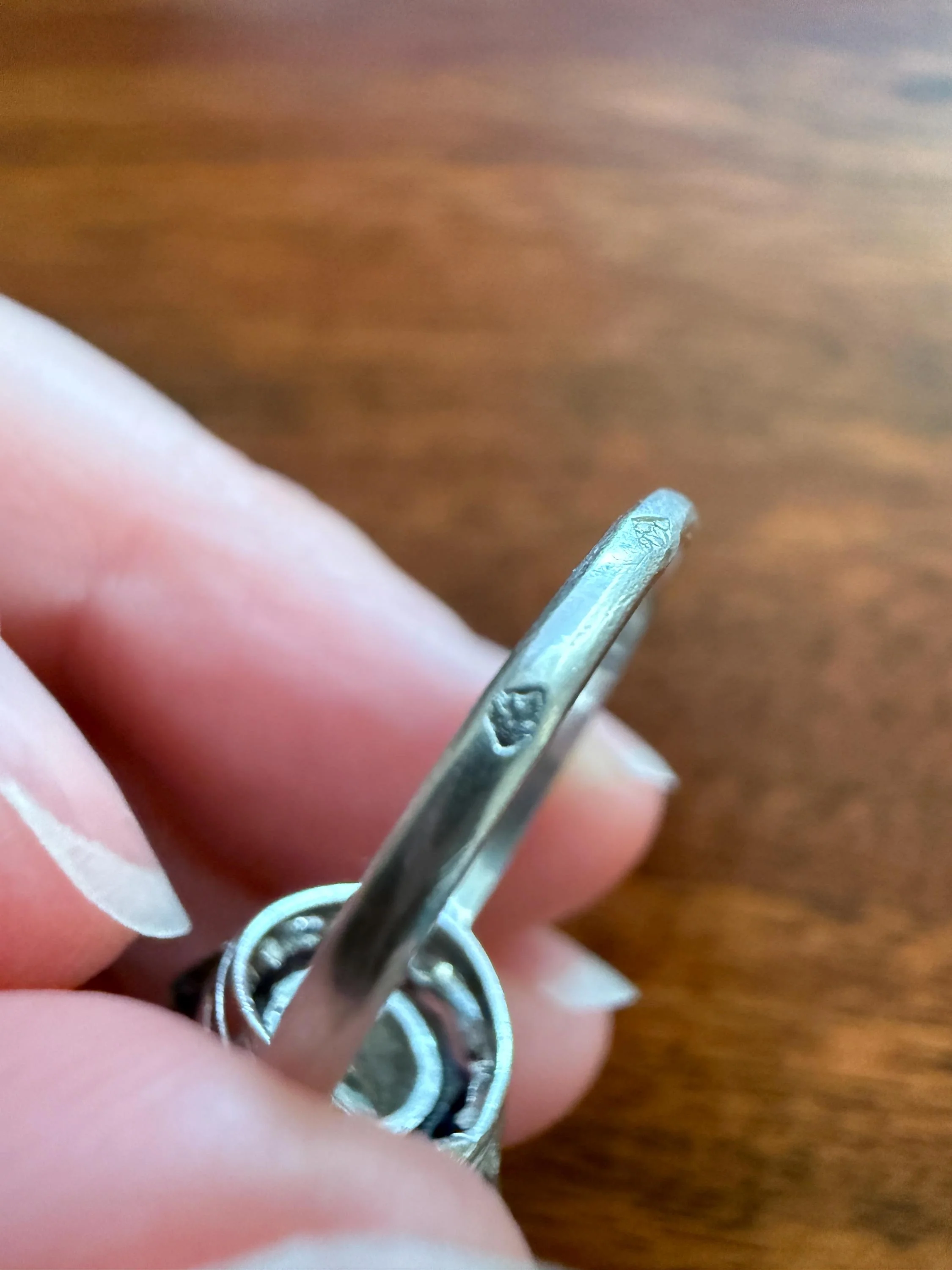 ANTIQUE Old Mine Cut Diamond & Tall Blue Sapphire Faceted HALO Ring French Platinum Edwardian Belle Epoque Stacker Bullseye Target Stacker - Image 16