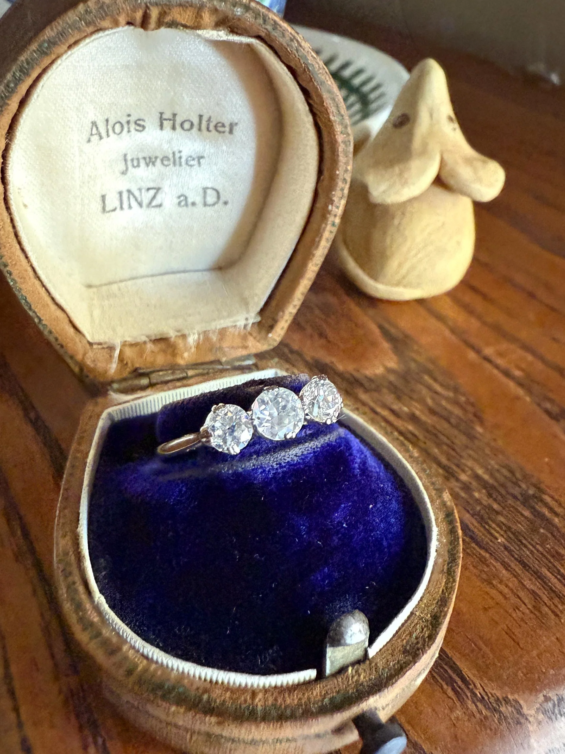 Antique One Carat Old European Cut DIAMOND Three Stone Ring Prong Set Stacker Trilogy 14k White Gold Art Deco Romantic Gift OEC 1Ctw - Image 21
